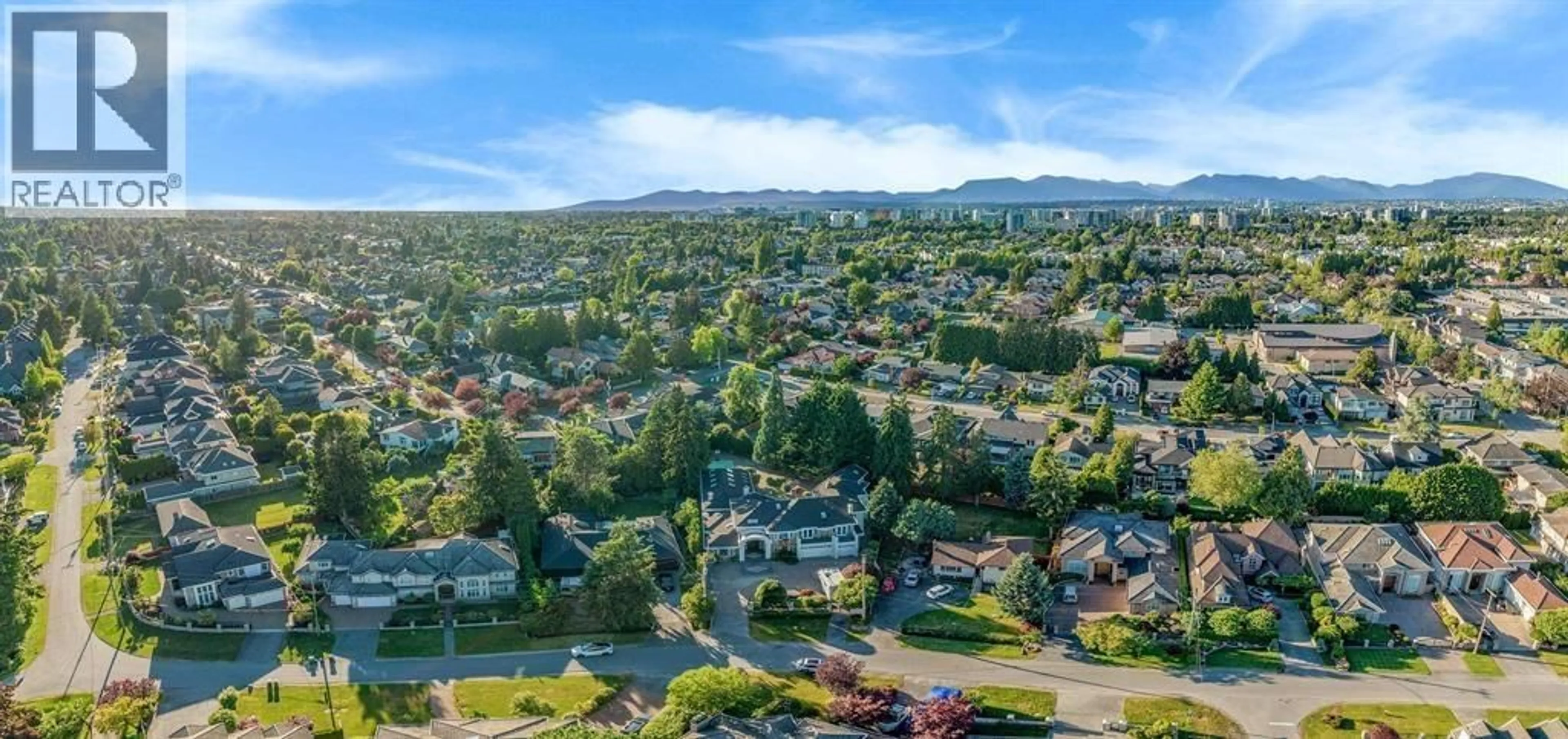A pic from outside/outdoor area/front of a property/back of a property/a pic from drone, mountain view for 8231 BOWCOCK ROAD, Richmond British Columbia V6Y1C1