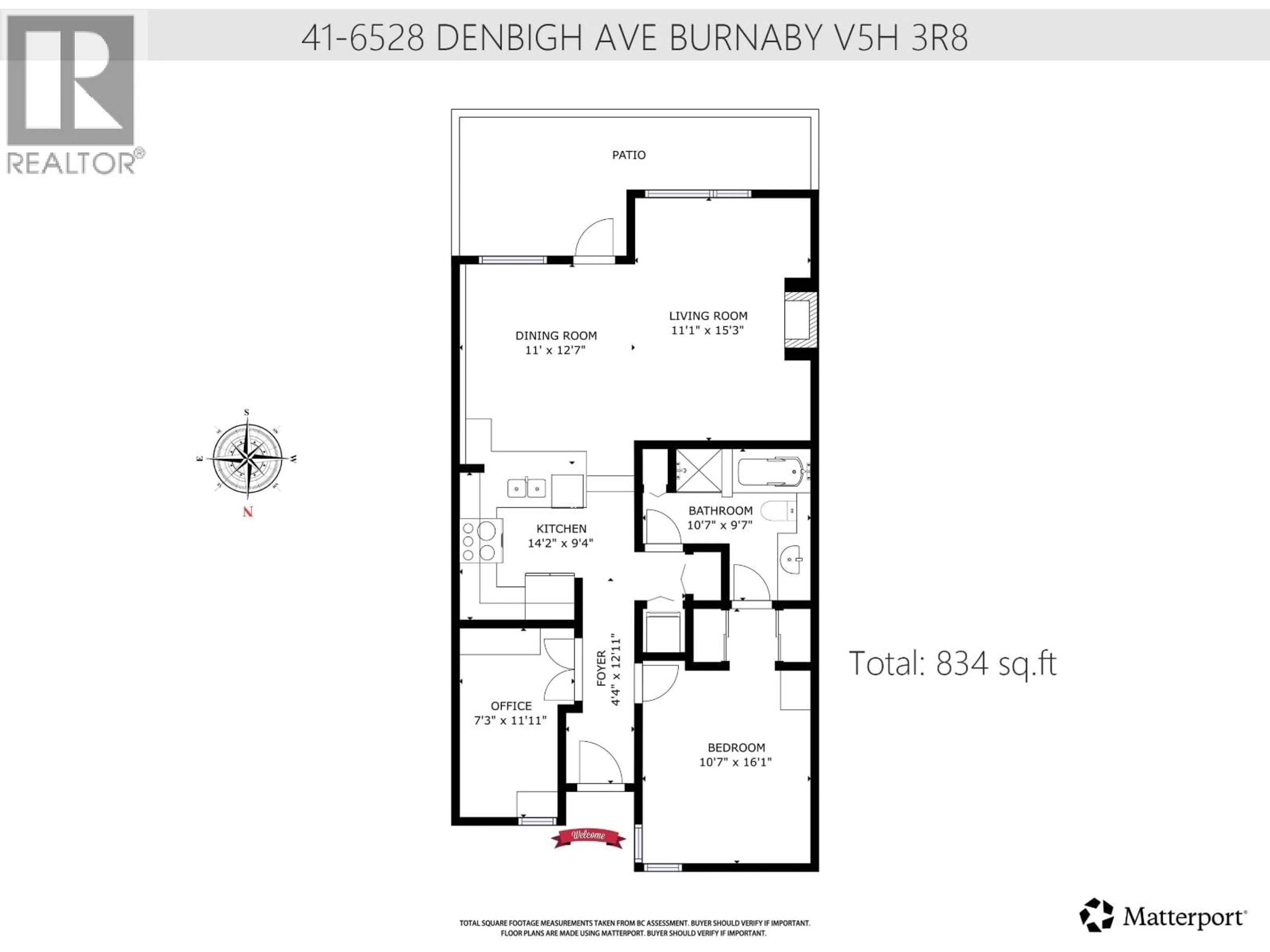 Floor plan for 41 - 6528 DENBIGH AVENUE, Burnaby British Columbia V5H3R8