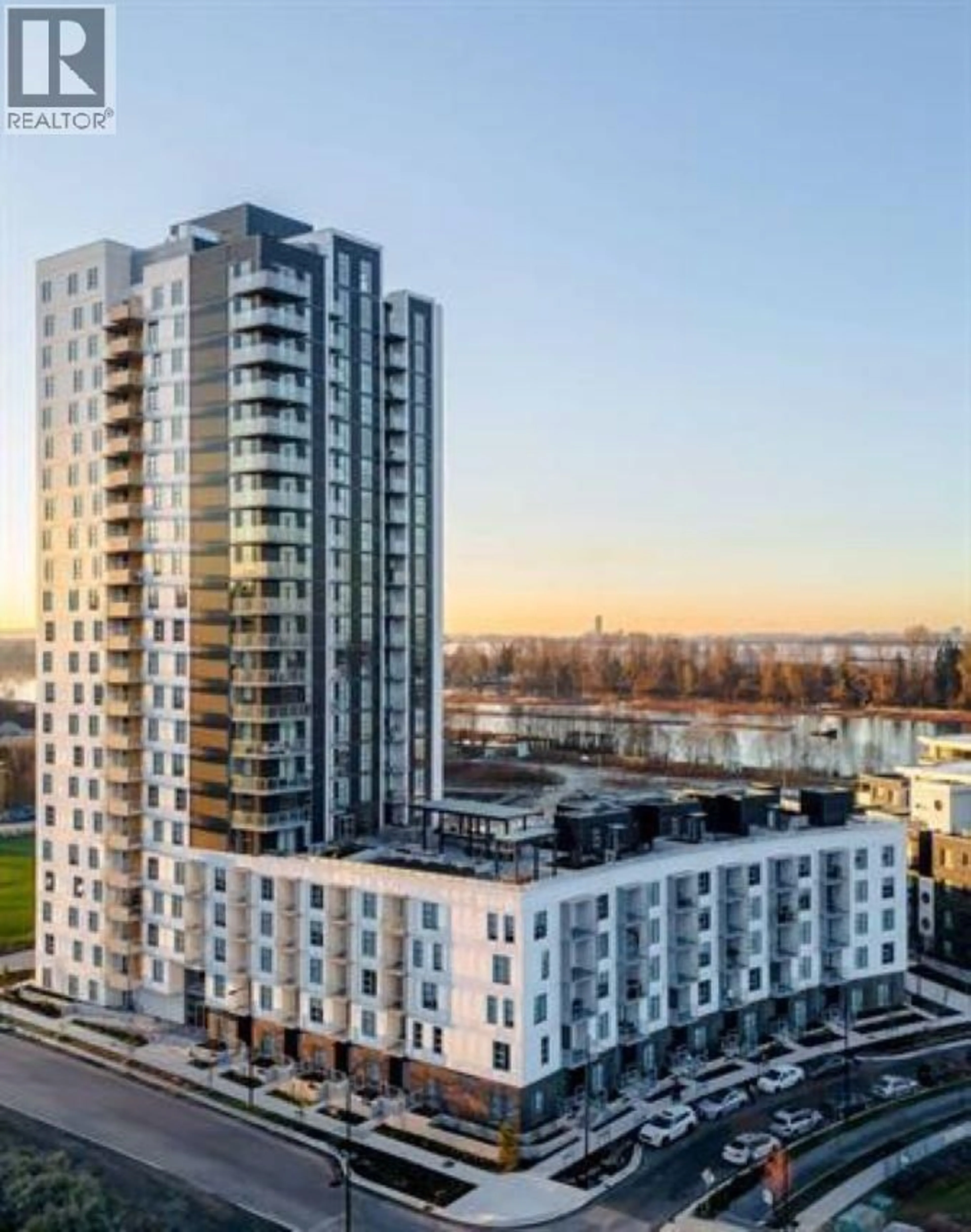 A pic from outside/outdoor area/front of a property/back of a property/a pic from drone, city buildings view from balcony for 1903 - 3430 KENT SOUTH AVENUE, Vancouver British Columbia V5S0G7