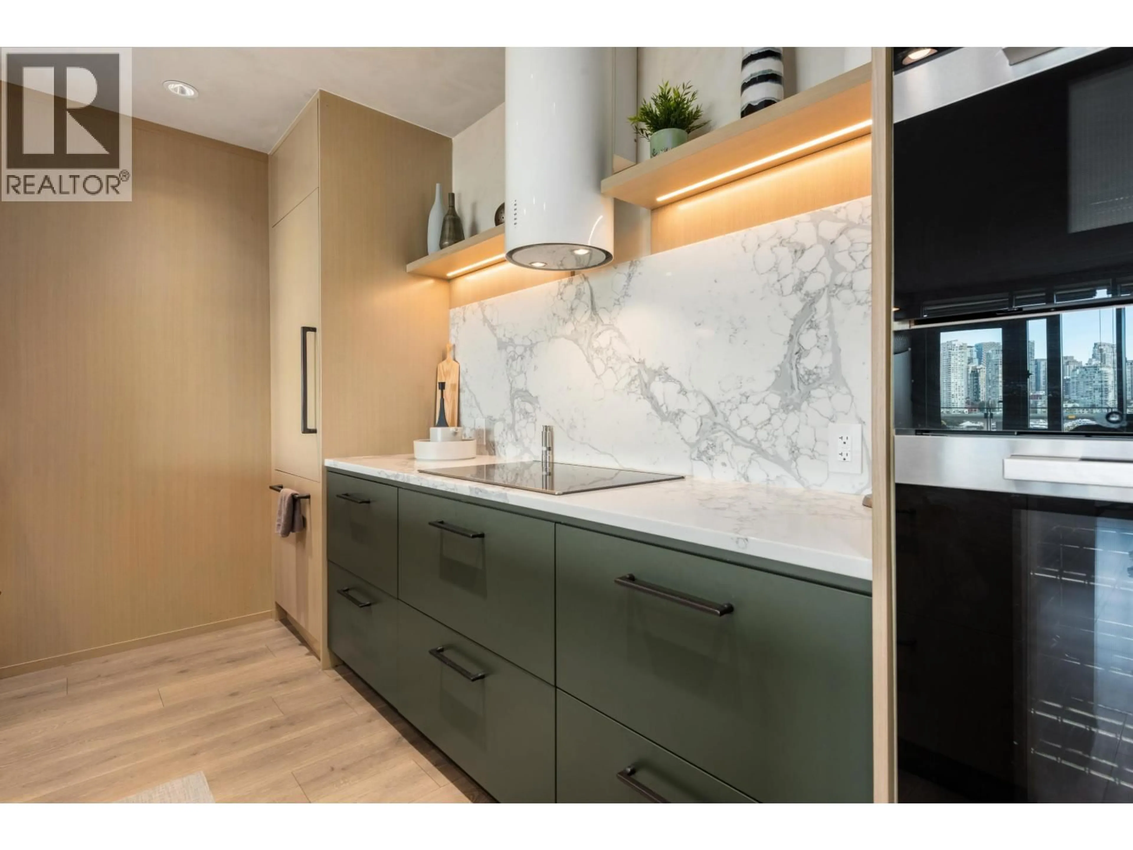 Contemporary kitchen, ceramic/tile floor for 805 - 1616 COLUMBIA STREET, Vancouver British Columbia V5Y0B7