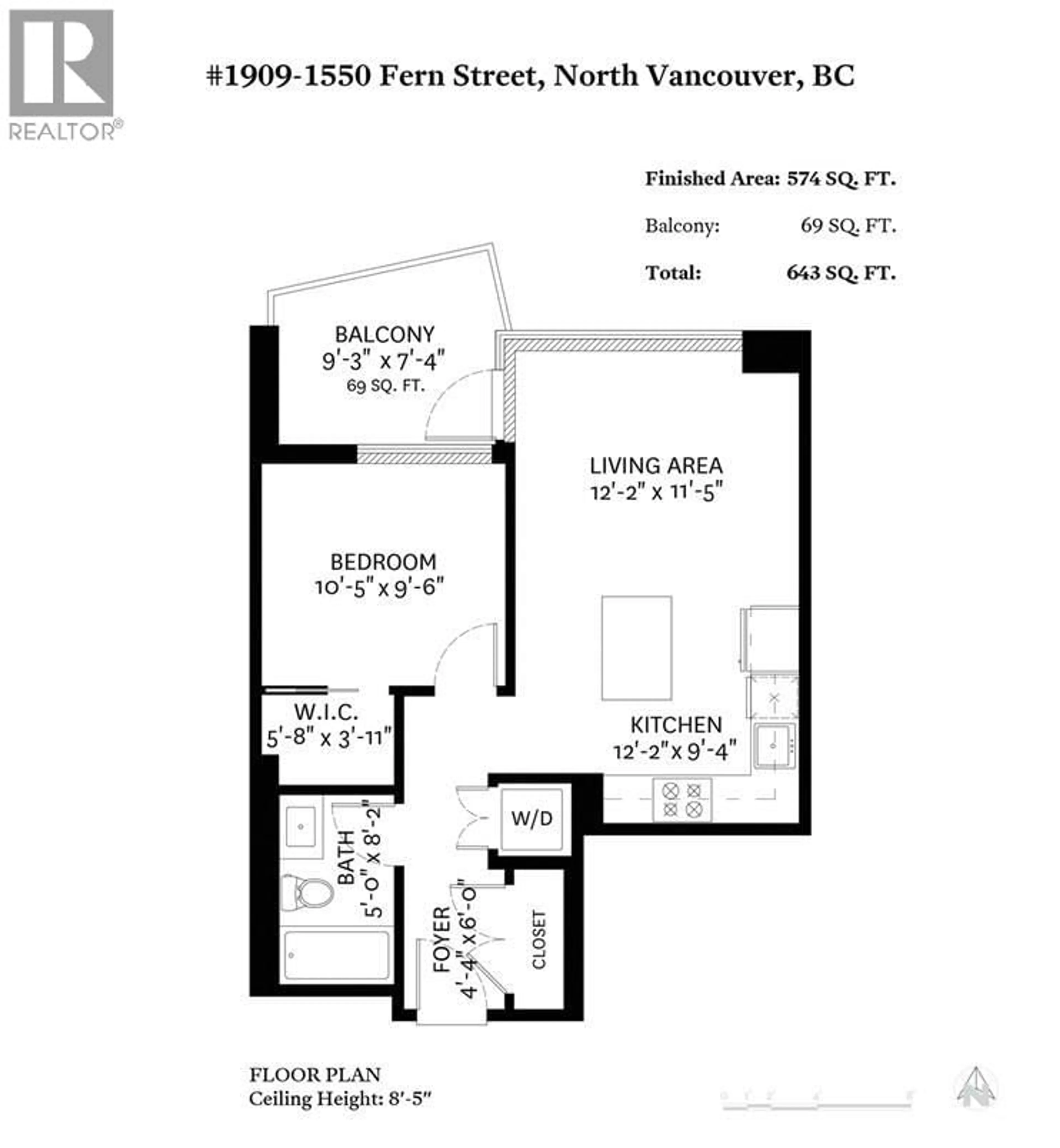 Floor plan for 1909 - 1550 FERN STREET, North Vancouver British Columbia V7J0A9