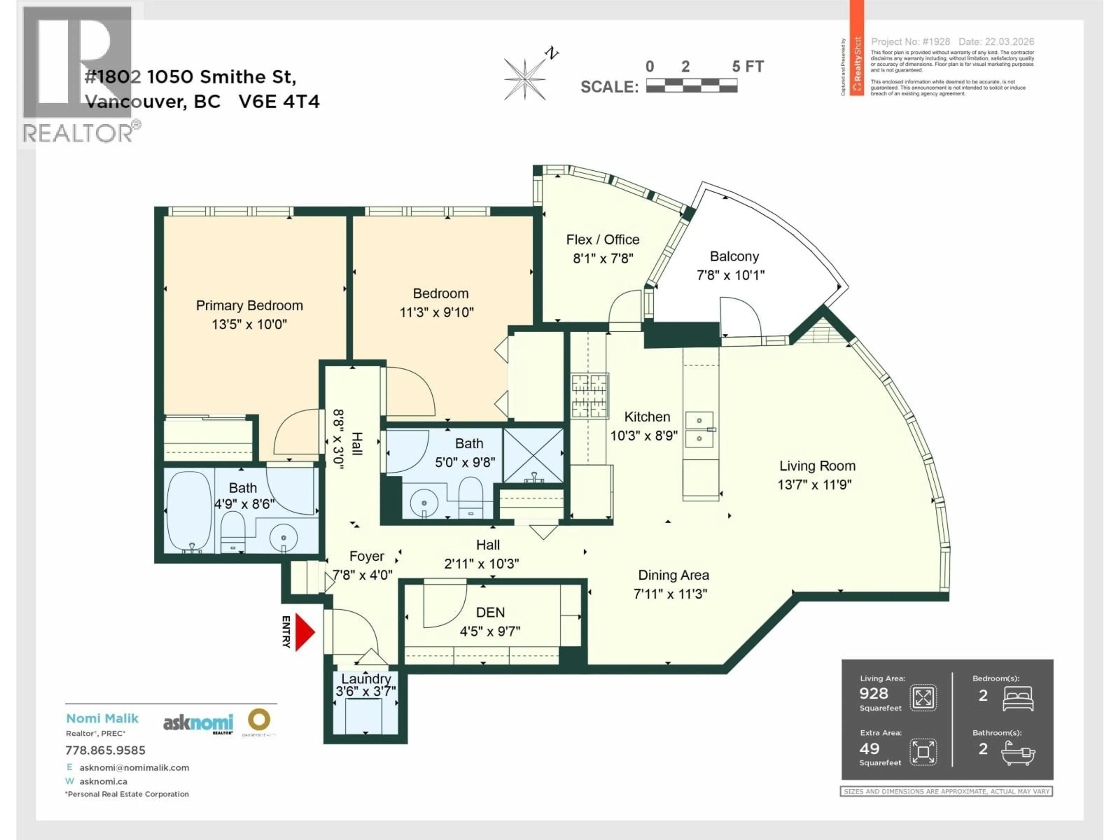 Floor plan for 1802 - 1050 SMITHE STREET, Vancouver British Columbia V6G4T4