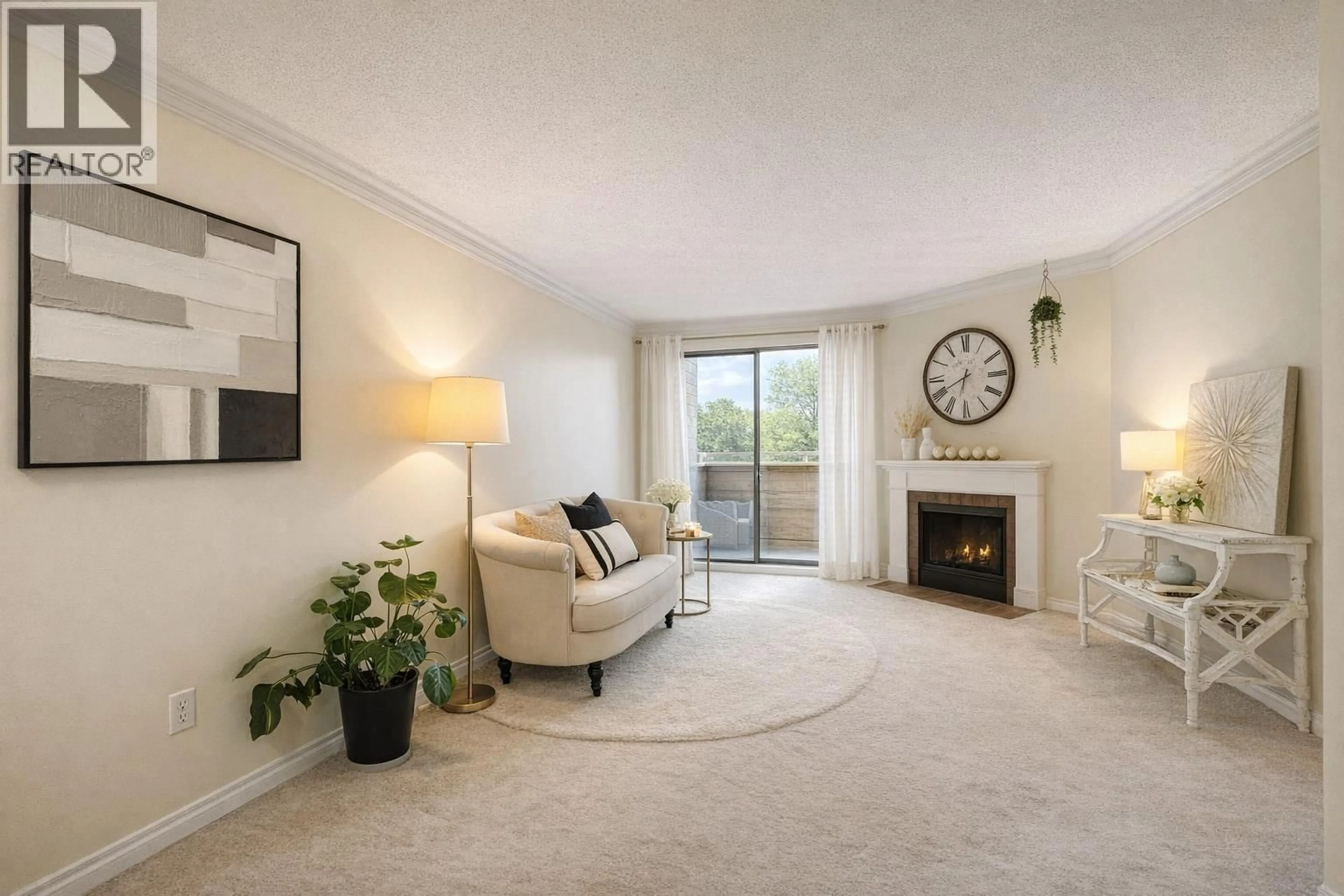 Living room with furniture, carpet floor for 312 - 615 NORTH ROAD, Coquitlam British Columbia V3J1P1