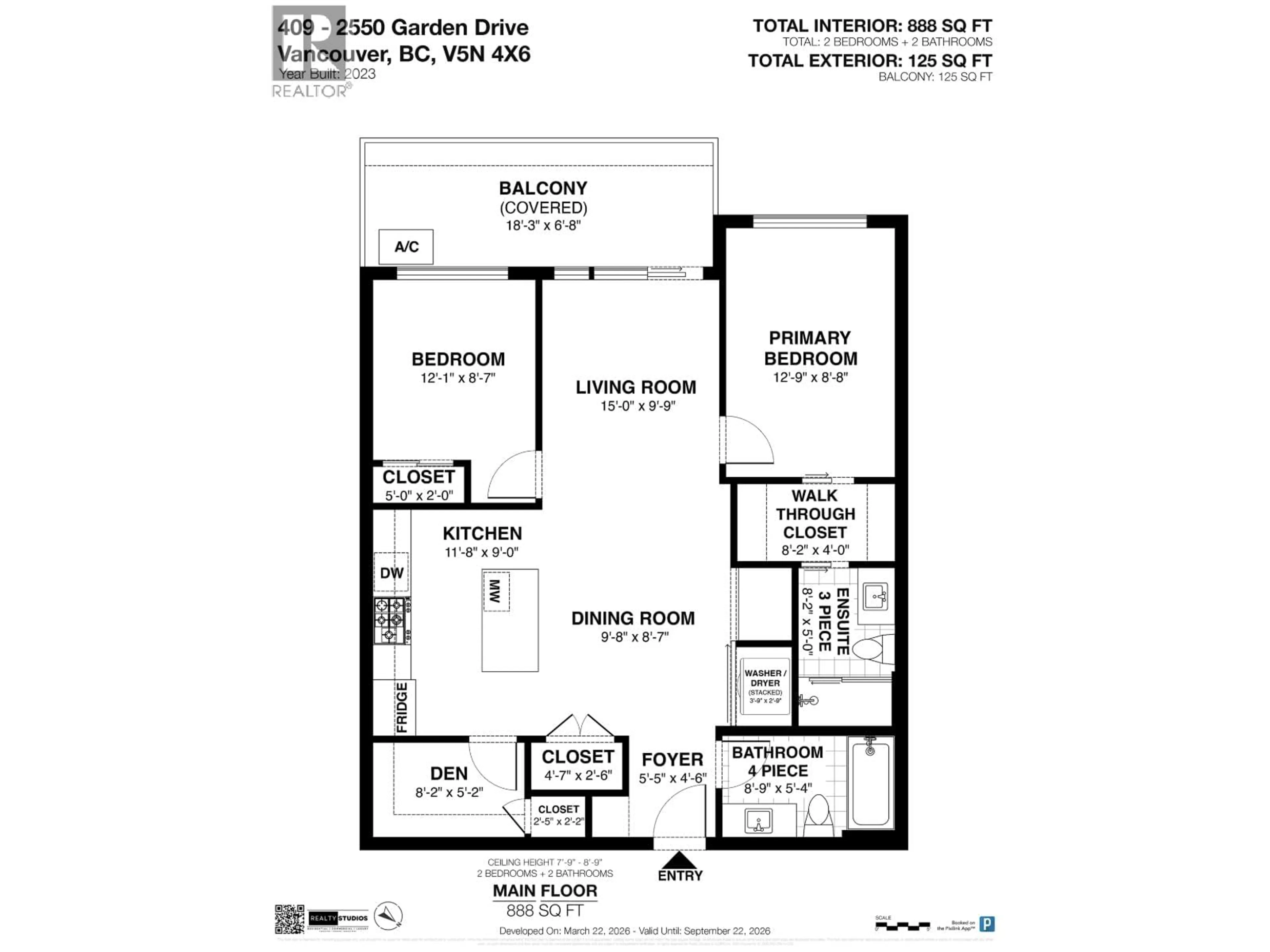 Floor plan for 409 - 2550 GARDEN DRIVE, Vancouver British Columbia V5N4X6