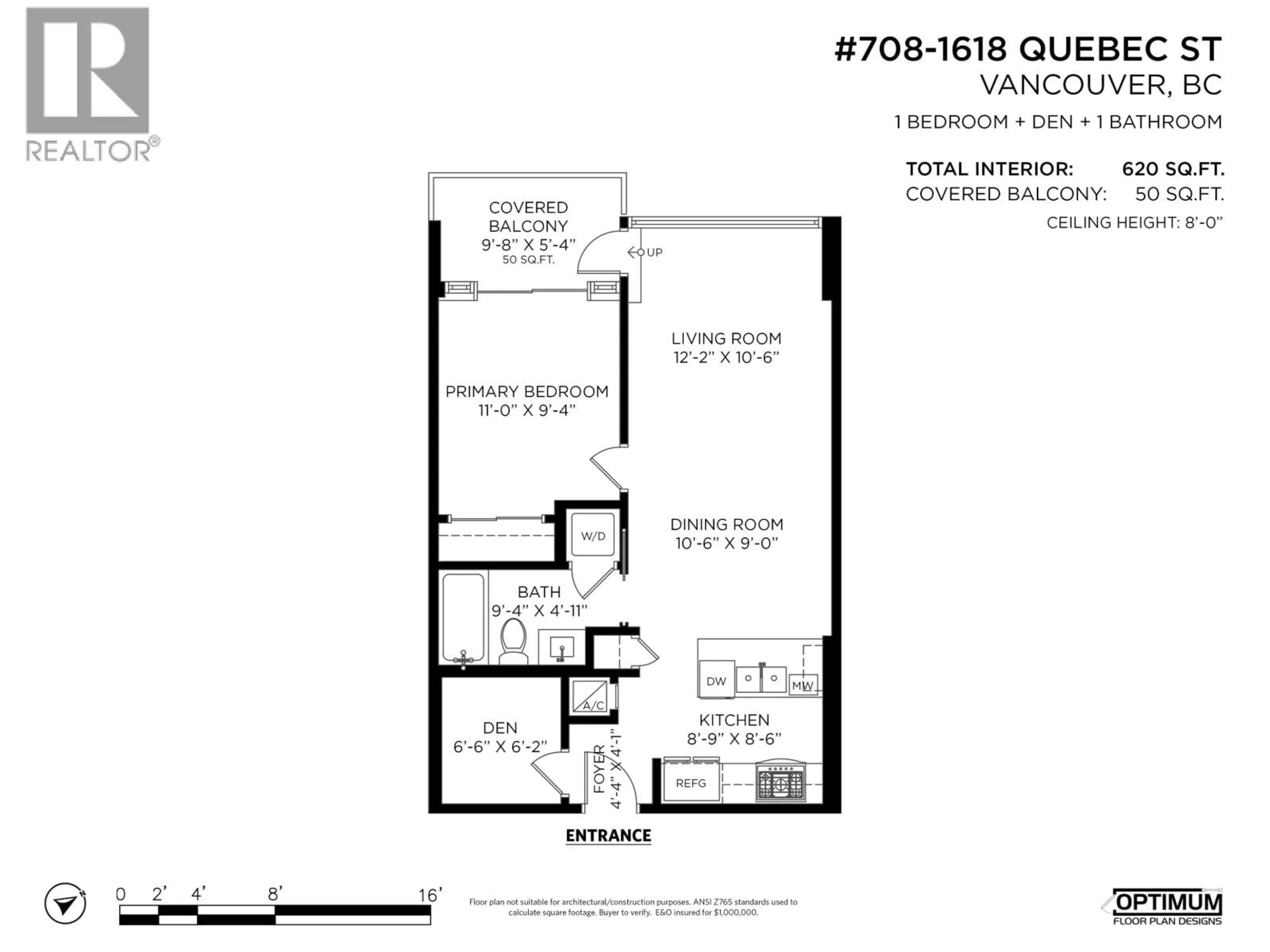 Floor plan for 708 - 1618 QUEBEC STREET, Vancouver British Columbia V6A0C5