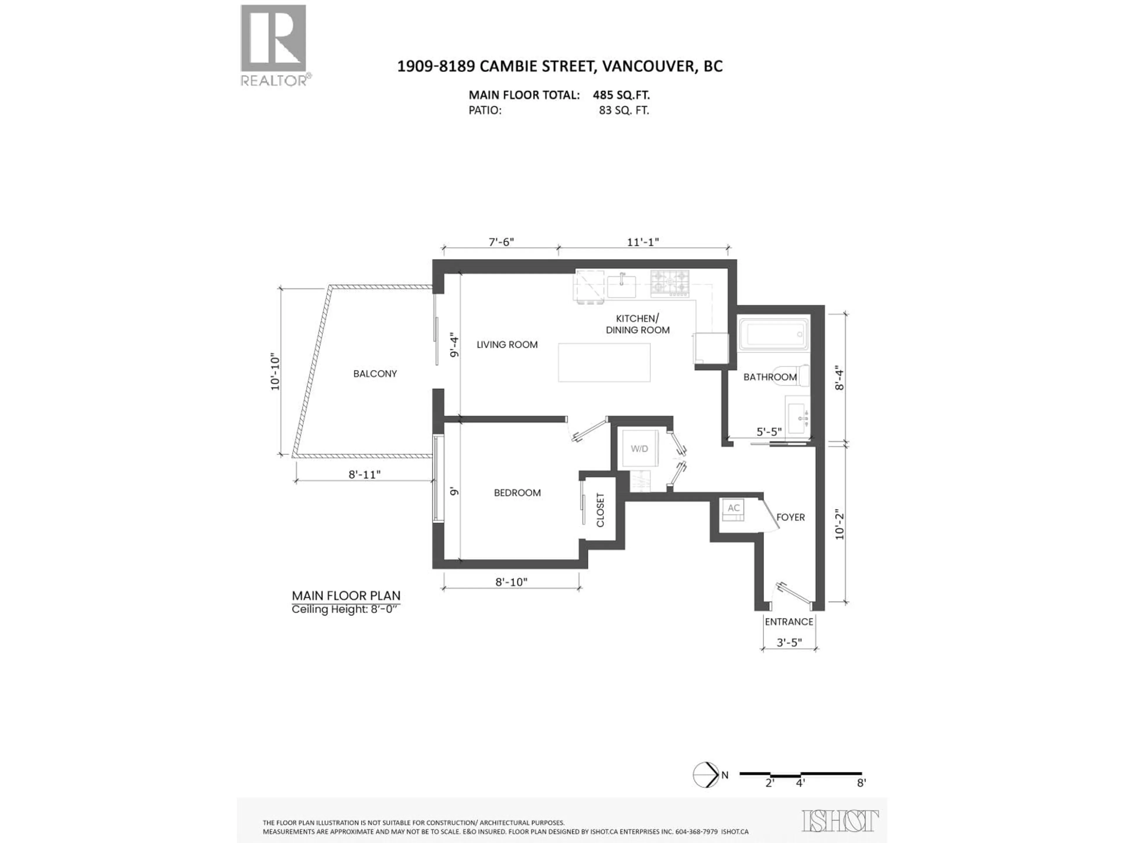 Floor plan for 1909 - 8189 CAMBIE STREET, Vancouver British Columbia V6P0G6