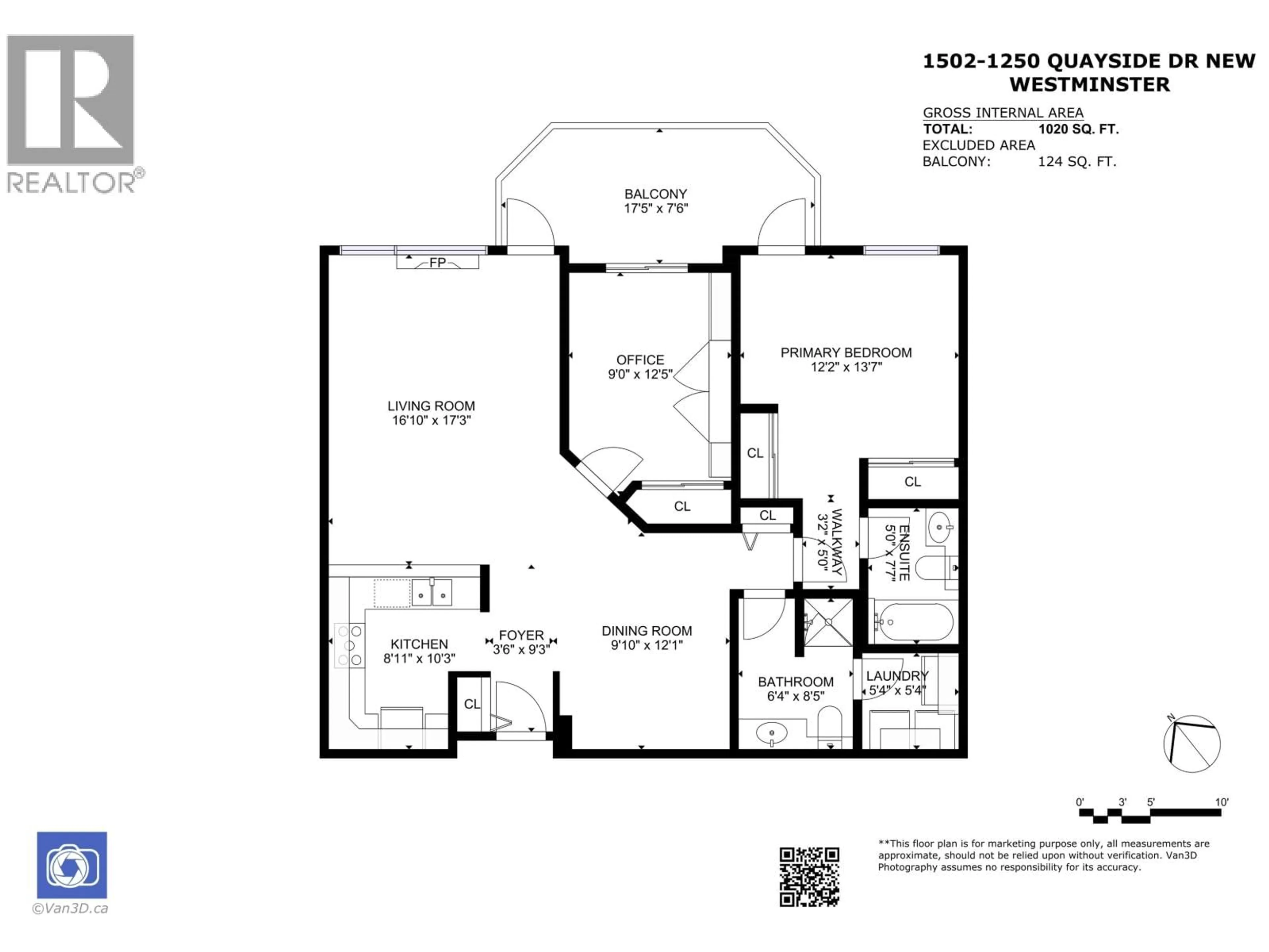 Floor plan for 1502 - 1250 QUAYSIDE DRIVE, New Westminster British Columbia V3M6E4