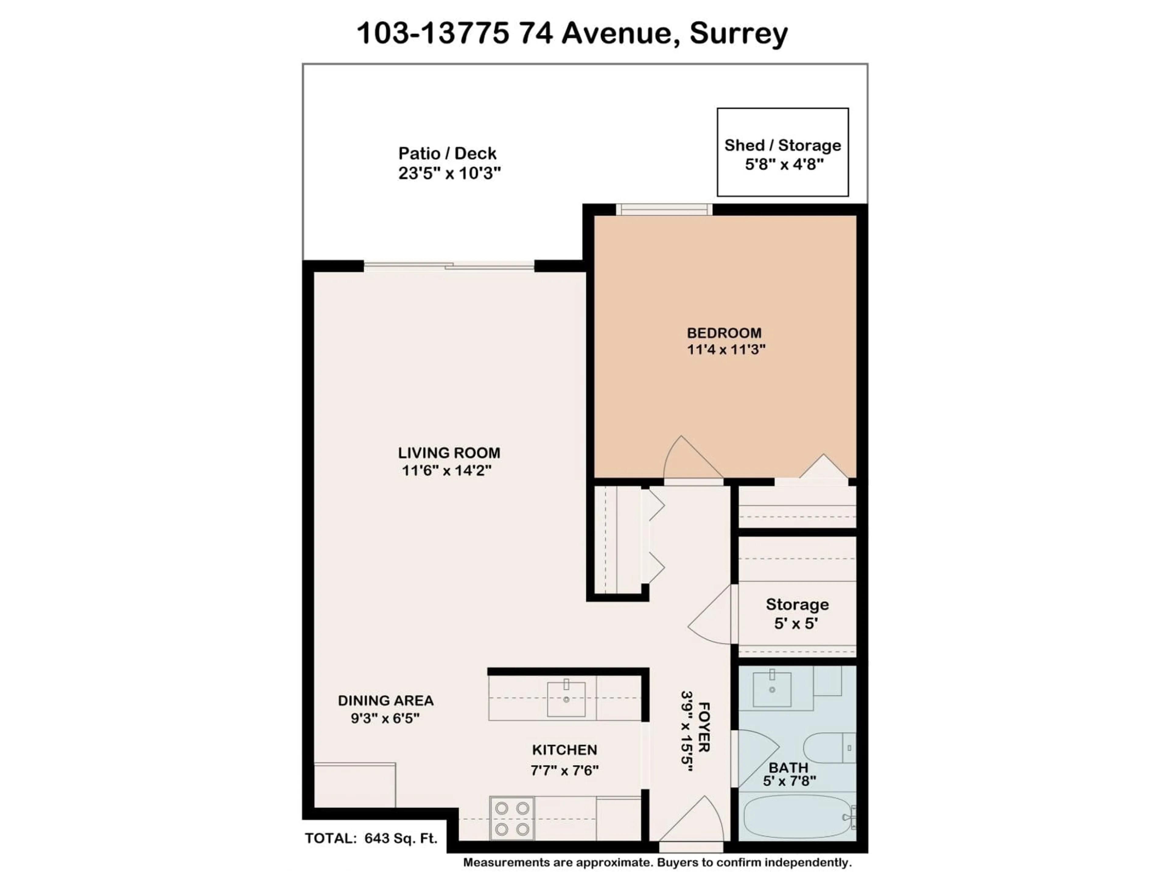 Floor plan for 103 - 13775 74 AVENUE, Surrey British Columbia V3W9C5