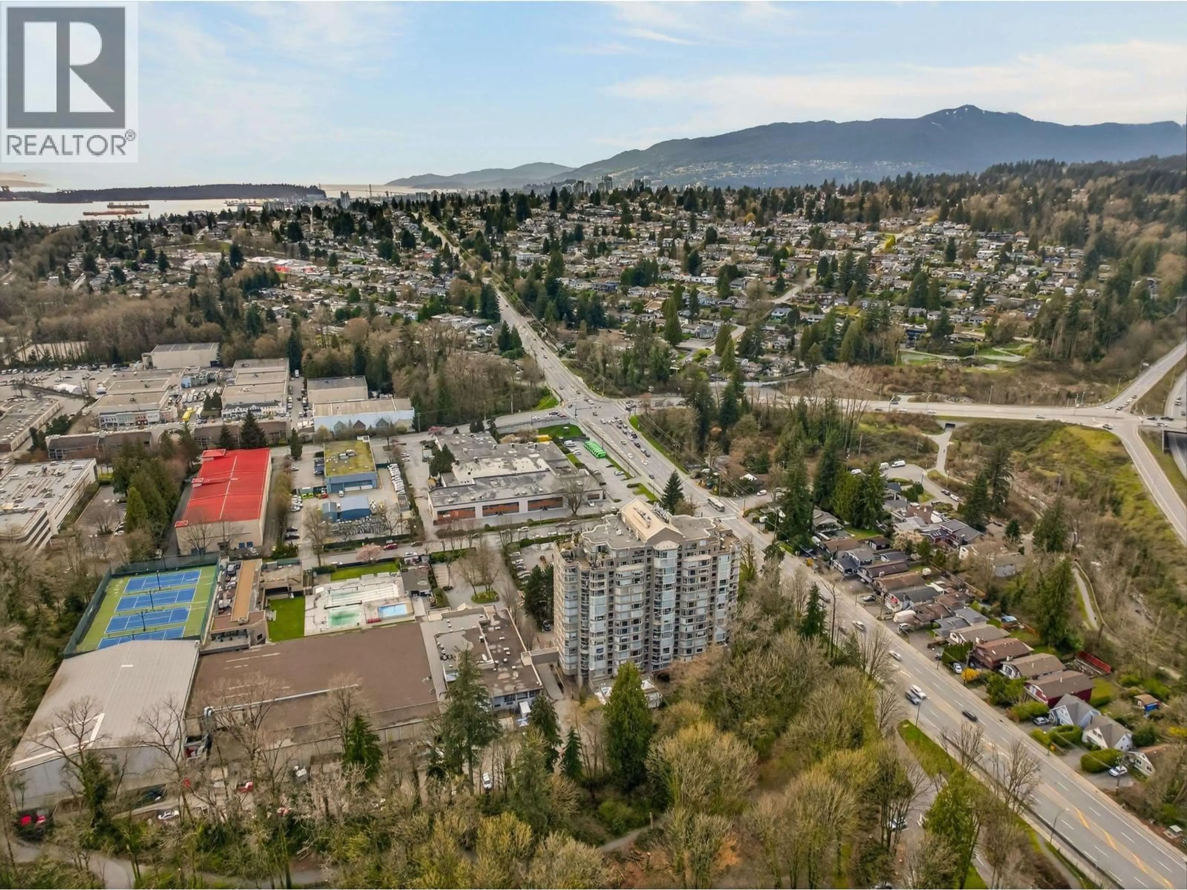A pic from outside/outdoor area/front of a property/back of a property/a pic from drone, mountain view for 503 - 1327 KEITH ROAD, North Vancouver British Columbia V7J3T5