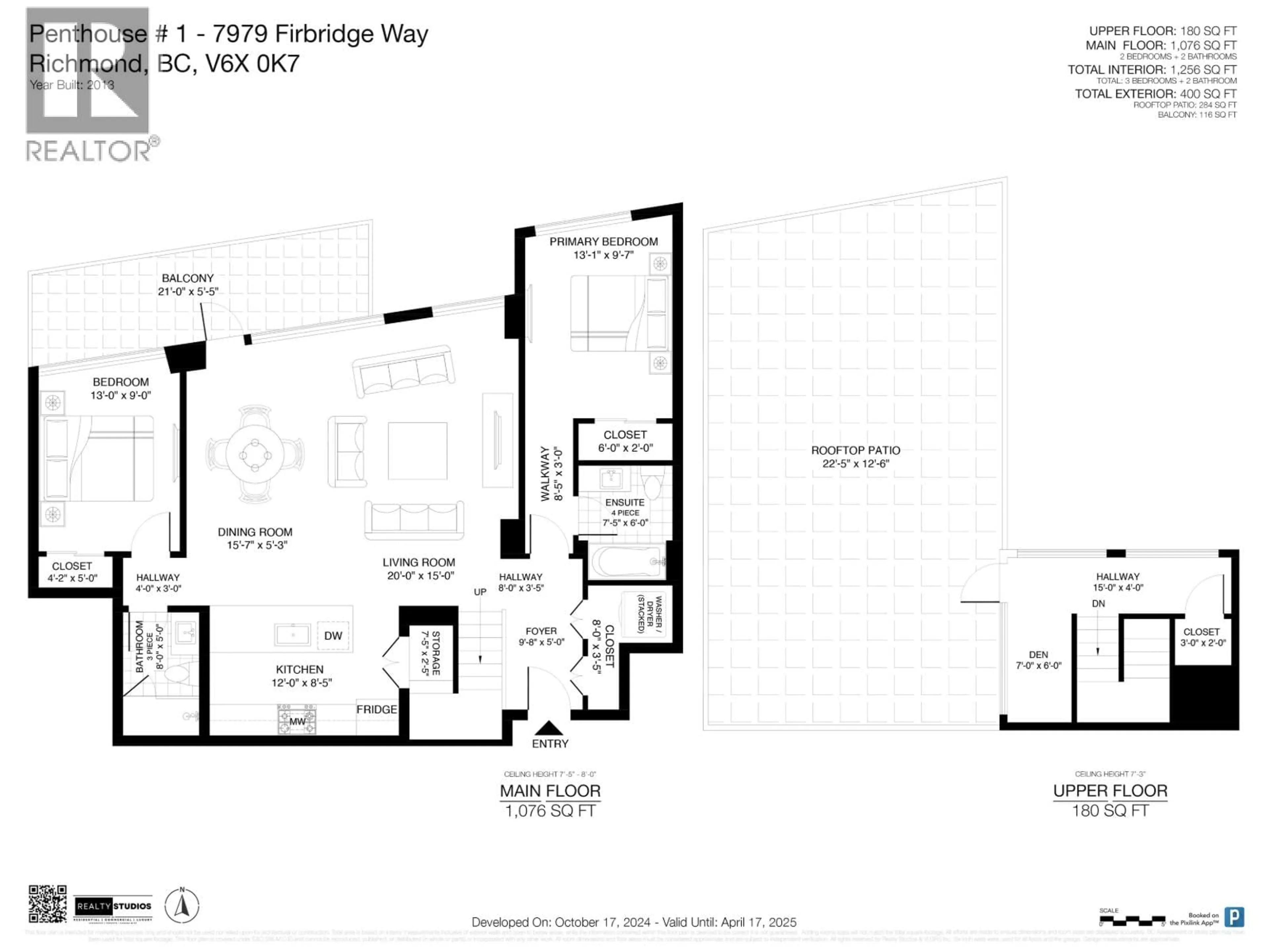 Floor plan for 1801 - 7979 FIRBRIDGE WAY, Richmond British Columbia V6X0K7