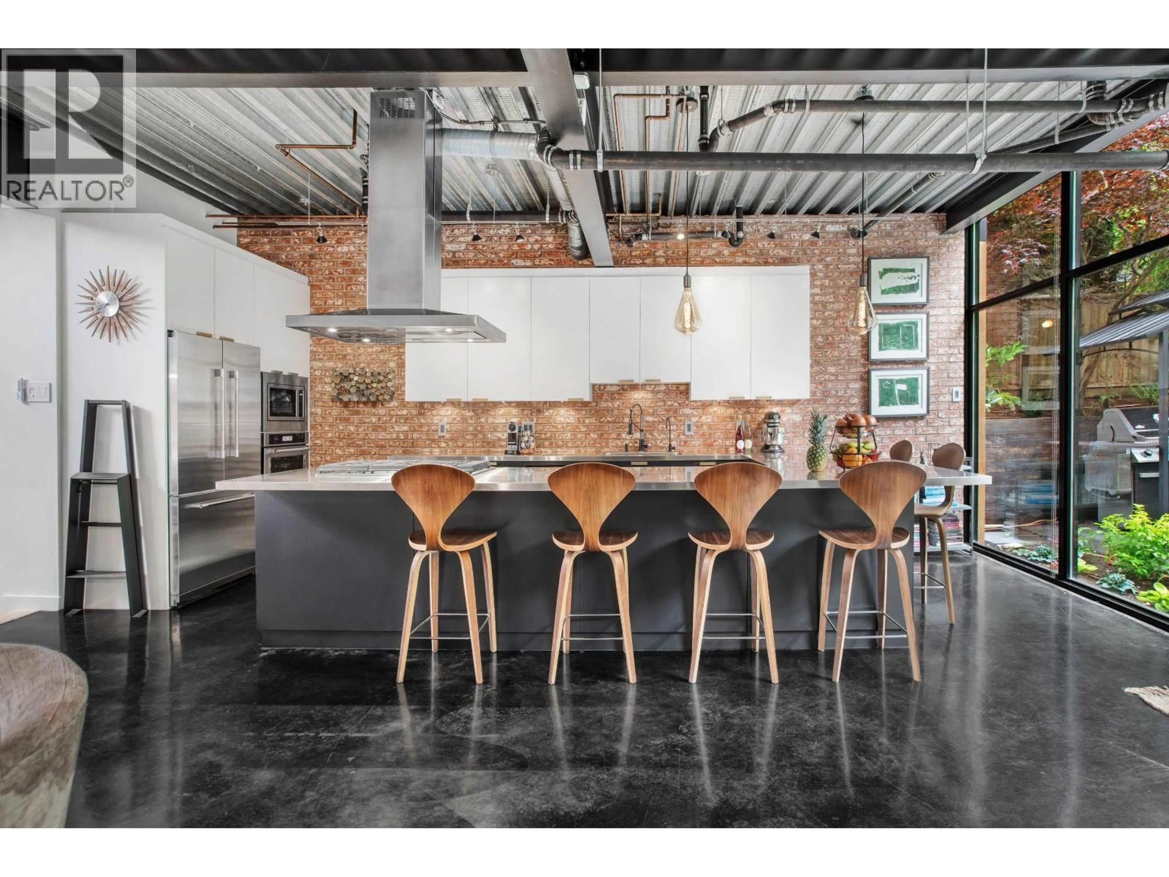 Open concept kitchen, cement floor for 1777 DEEP COVE ROAD, North Vancouver British Columbia V7G1S4