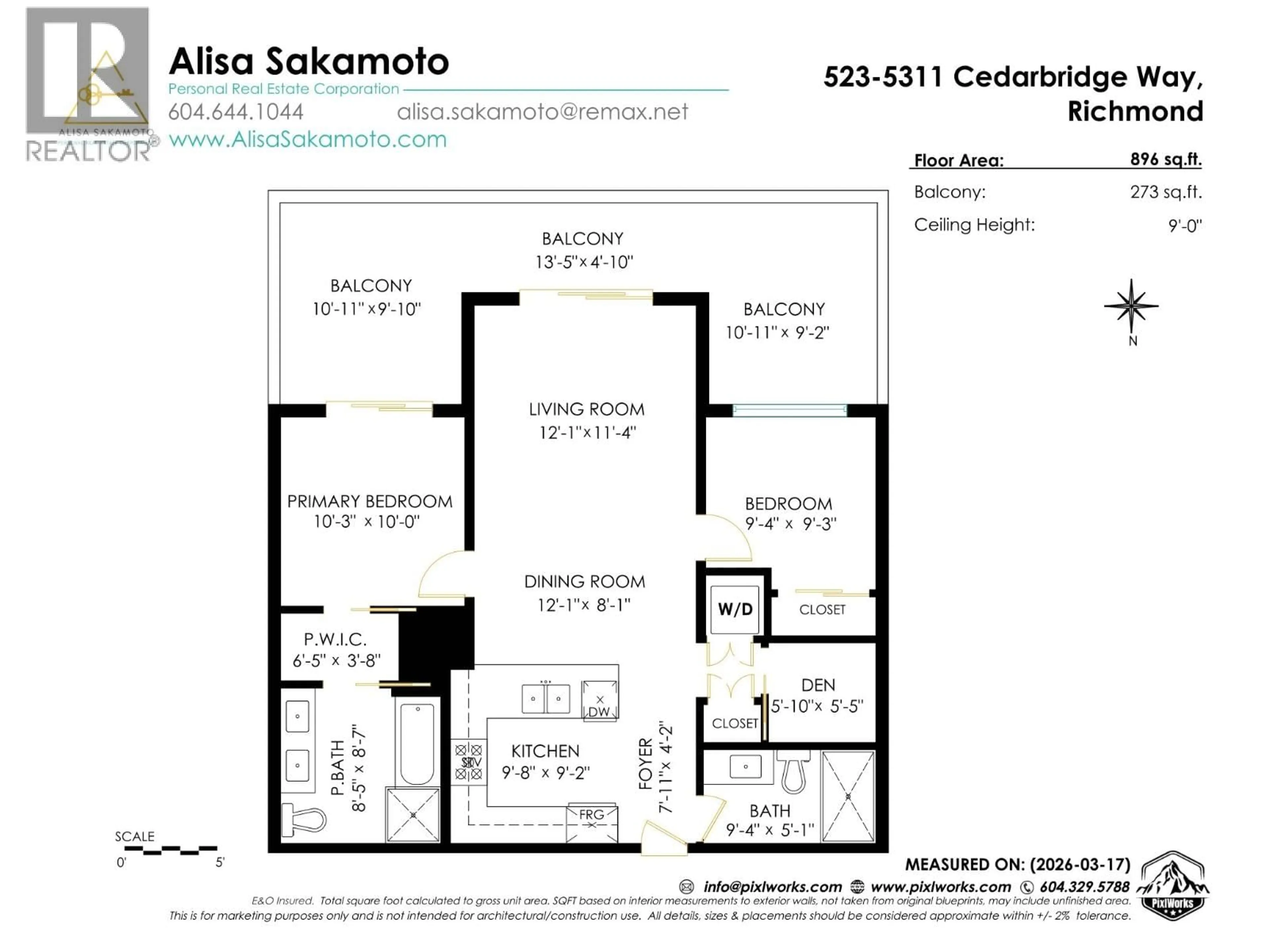 Floor plan for 523 - 5311 CEDARBRIDGE WAY, Richmond British Columbia V6X0M3