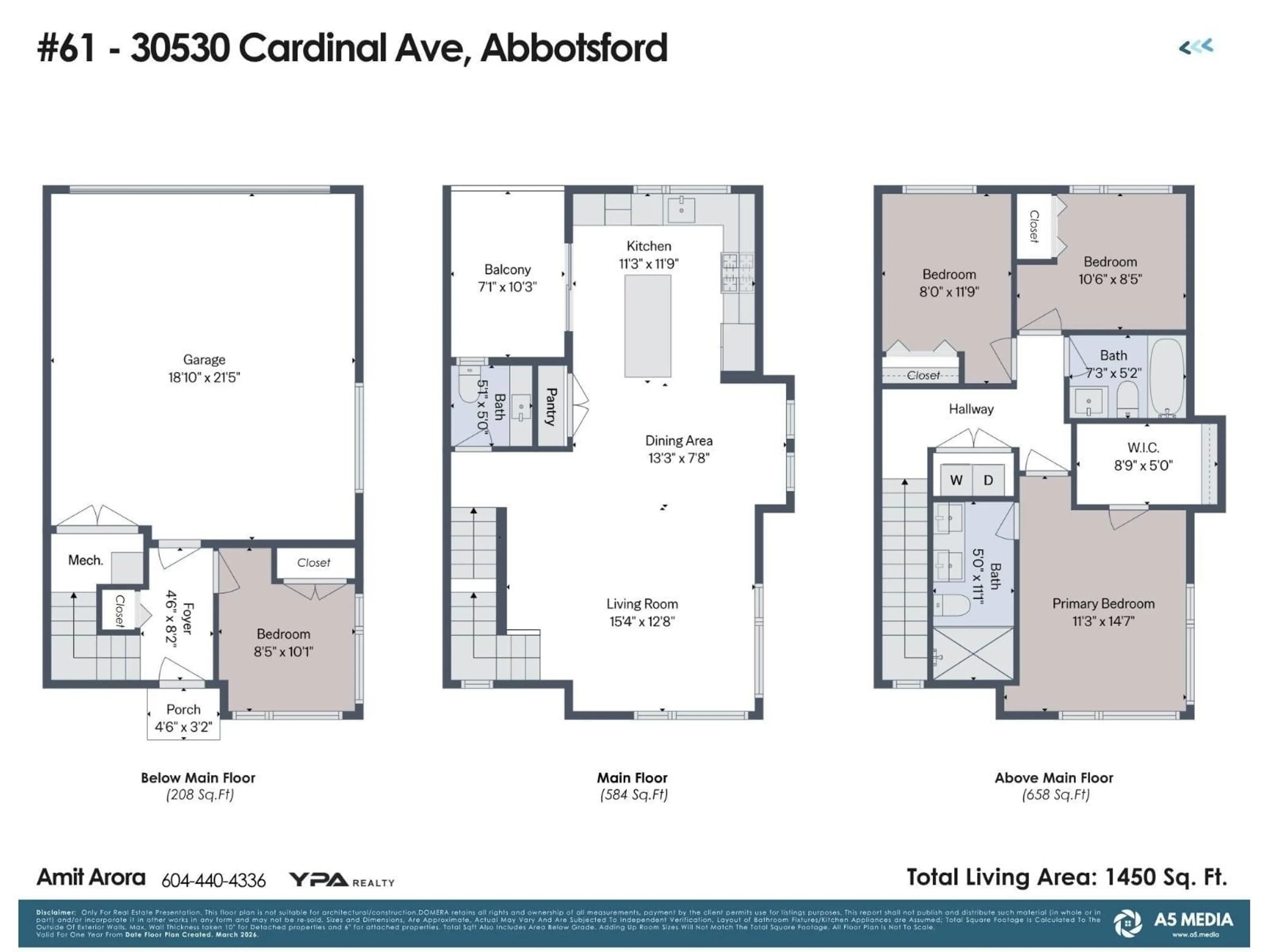 Floor plan for 61 - 30530 CARDINAL AVENUE, Abbotsford British Columbia V2T0L5