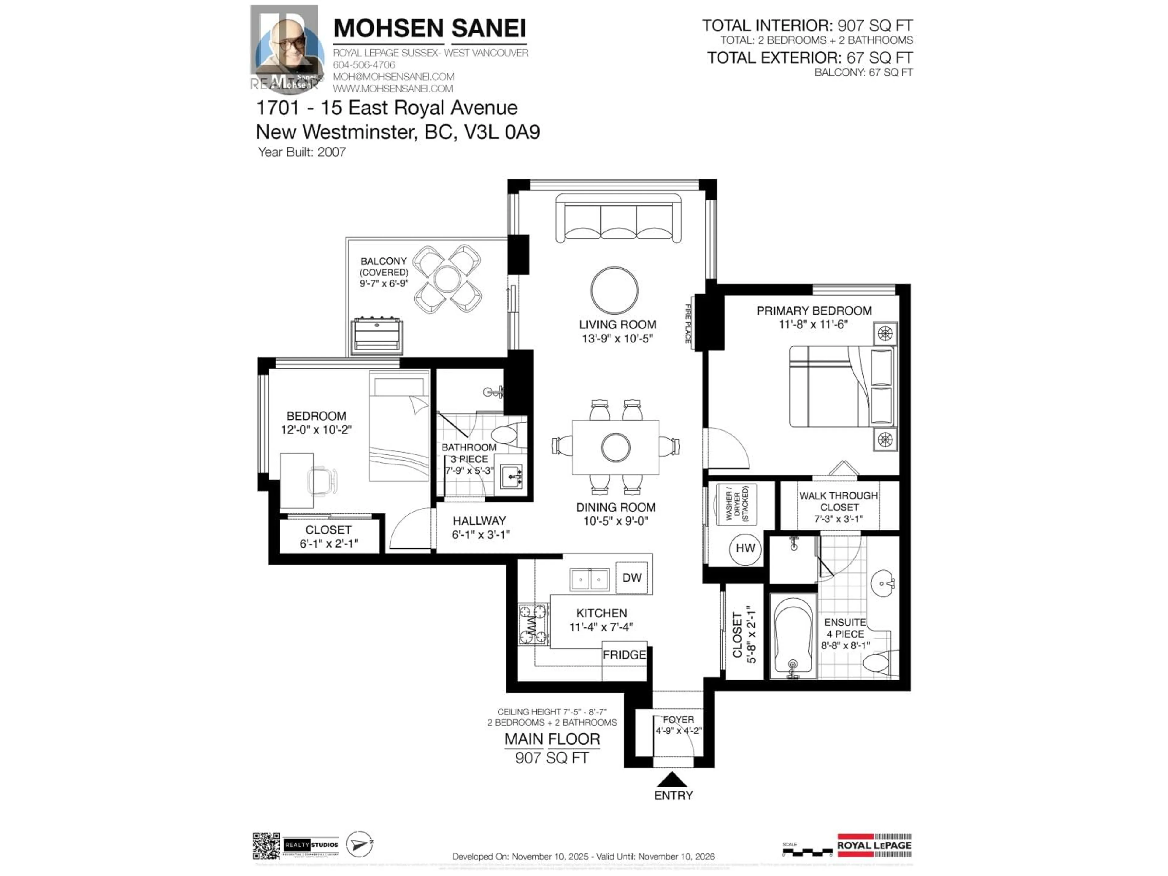 Floor plan for 1701 - 15 ROYAL AVENUE, New Westminster British Columbia V3L0A9