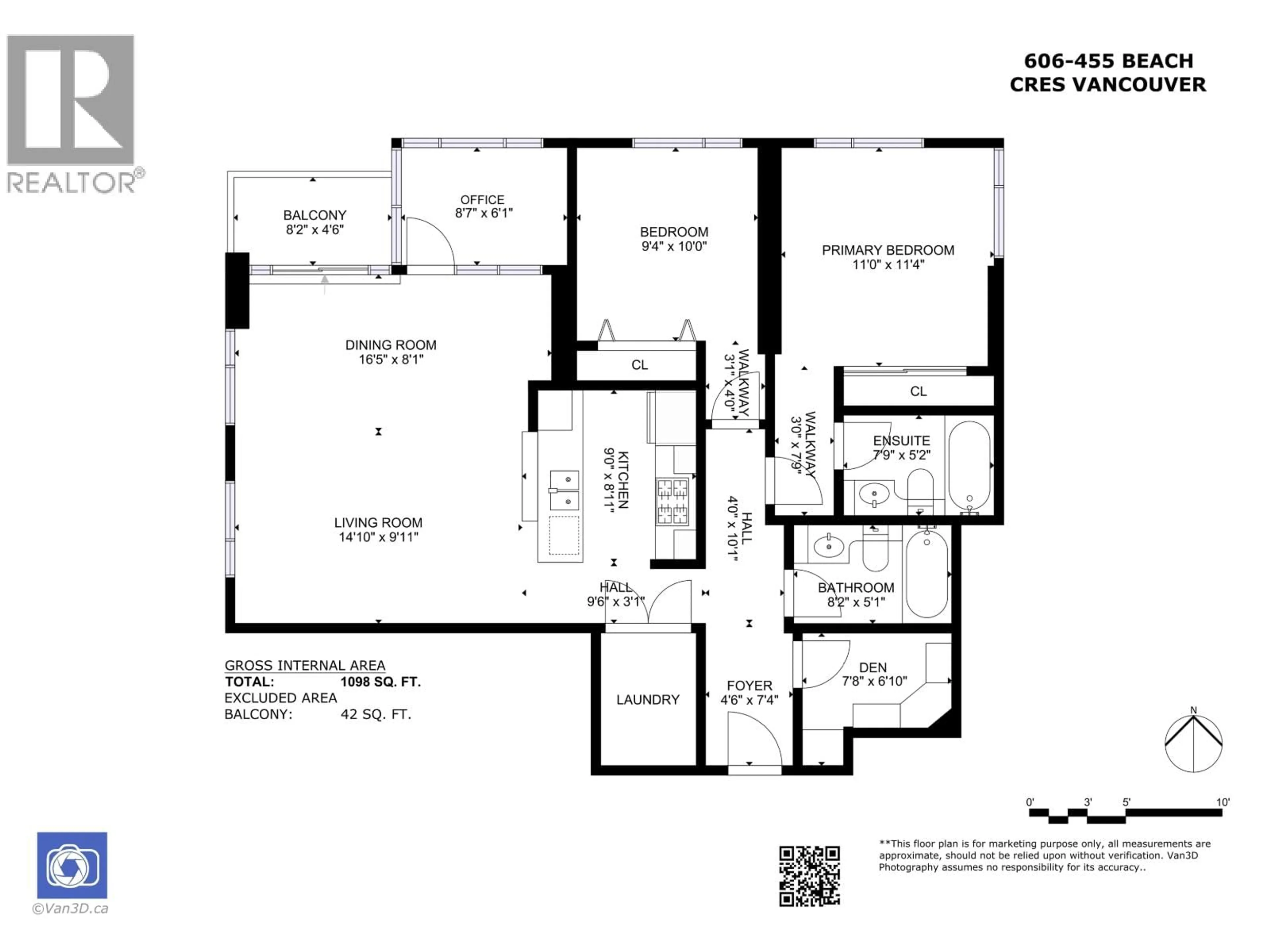 Floor plan for 606 - 455 BEACH CRESCENT, Vancouver British Columbia V6Z3E5