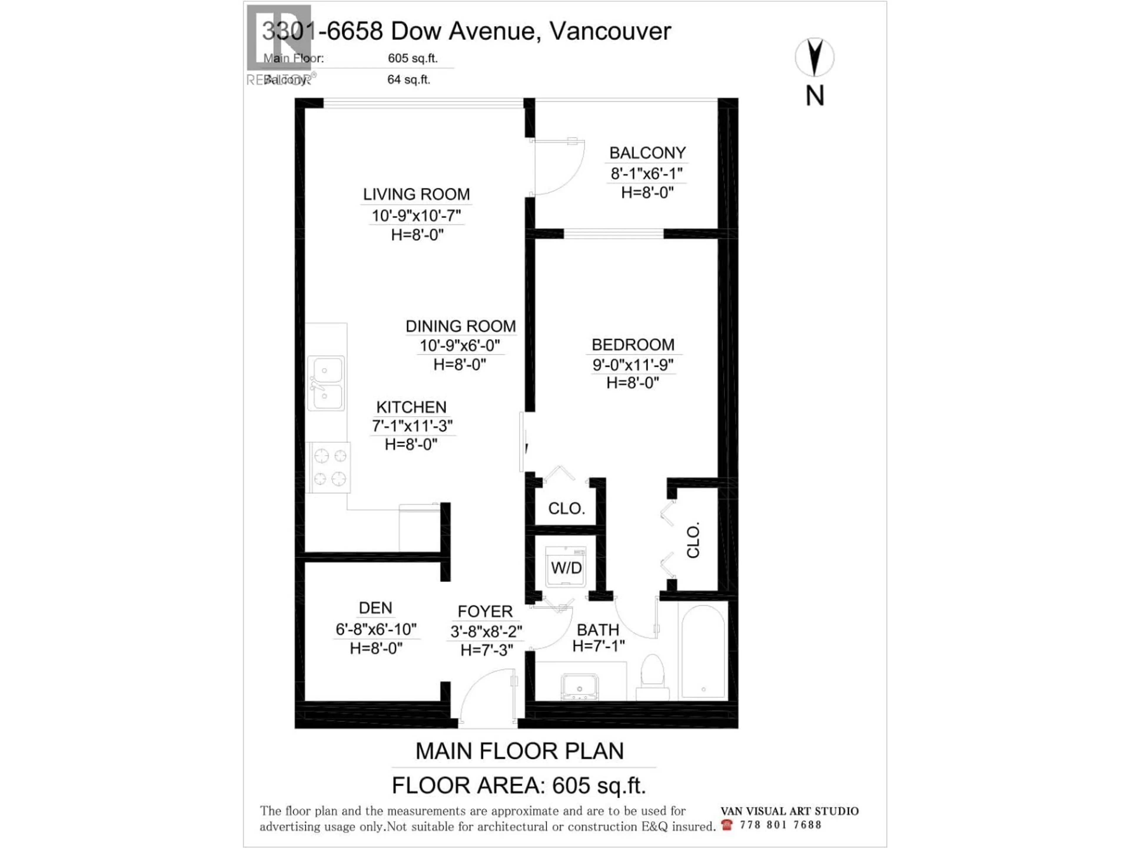 Floor plan for 3301 - 6658 DOW AVENUE, Burnaby British Columbia V5H0C7