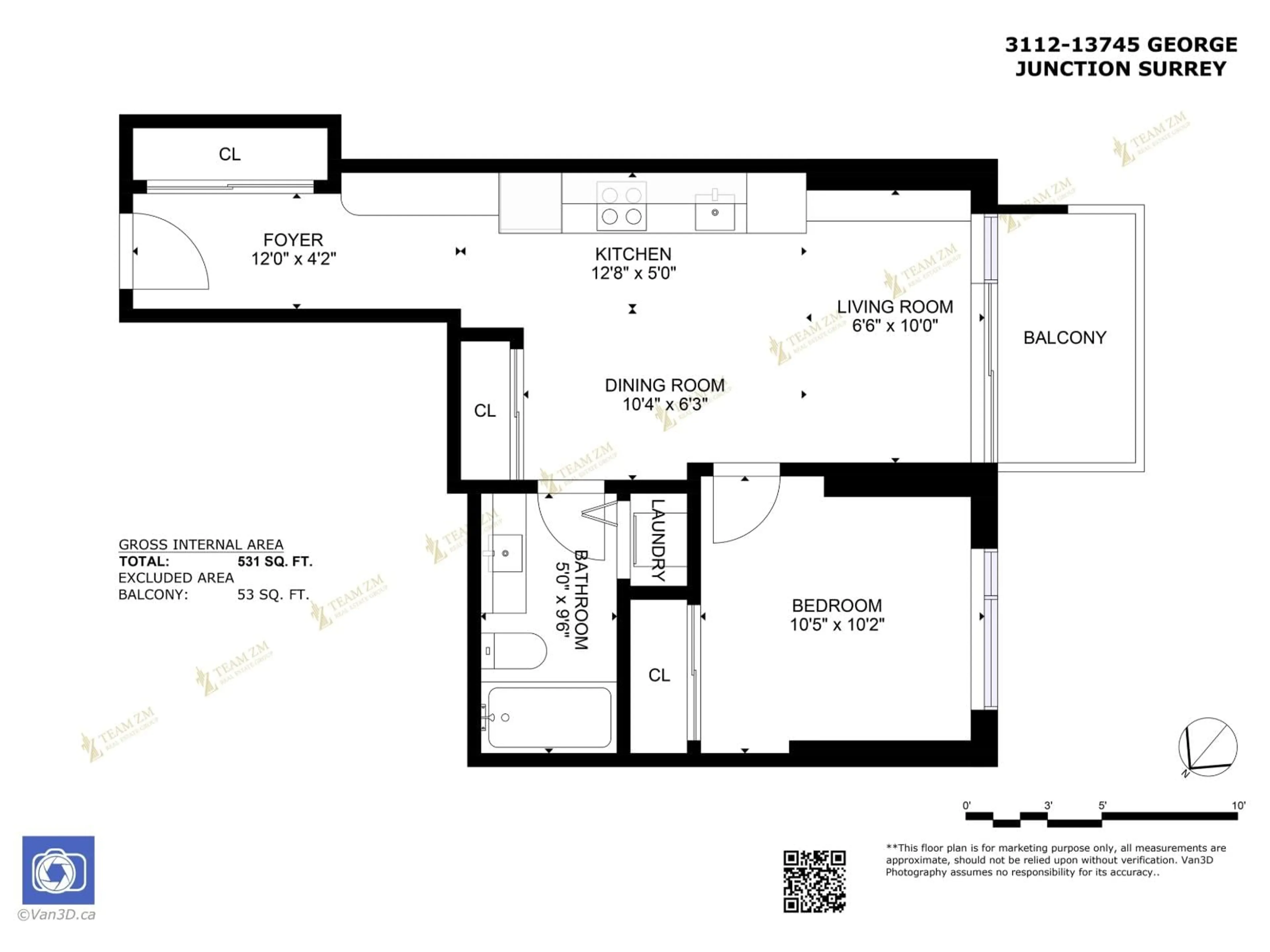 Floor plan for 3112 - 13745 GEORGE JUNCTION, Surrey British Columbia V3T0V8