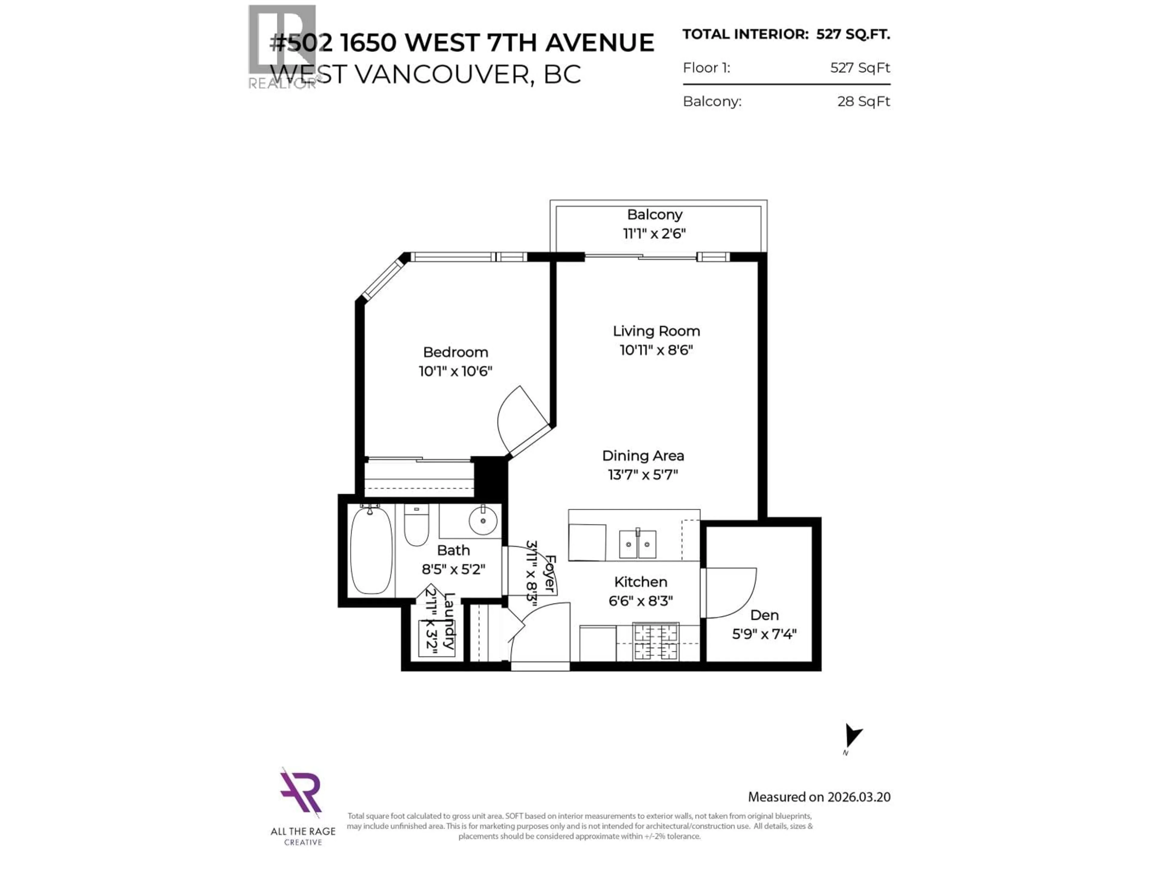 Floor plan for 502 - 1650 7TH AVENUE, Vancouver British Columbia V6J1S5