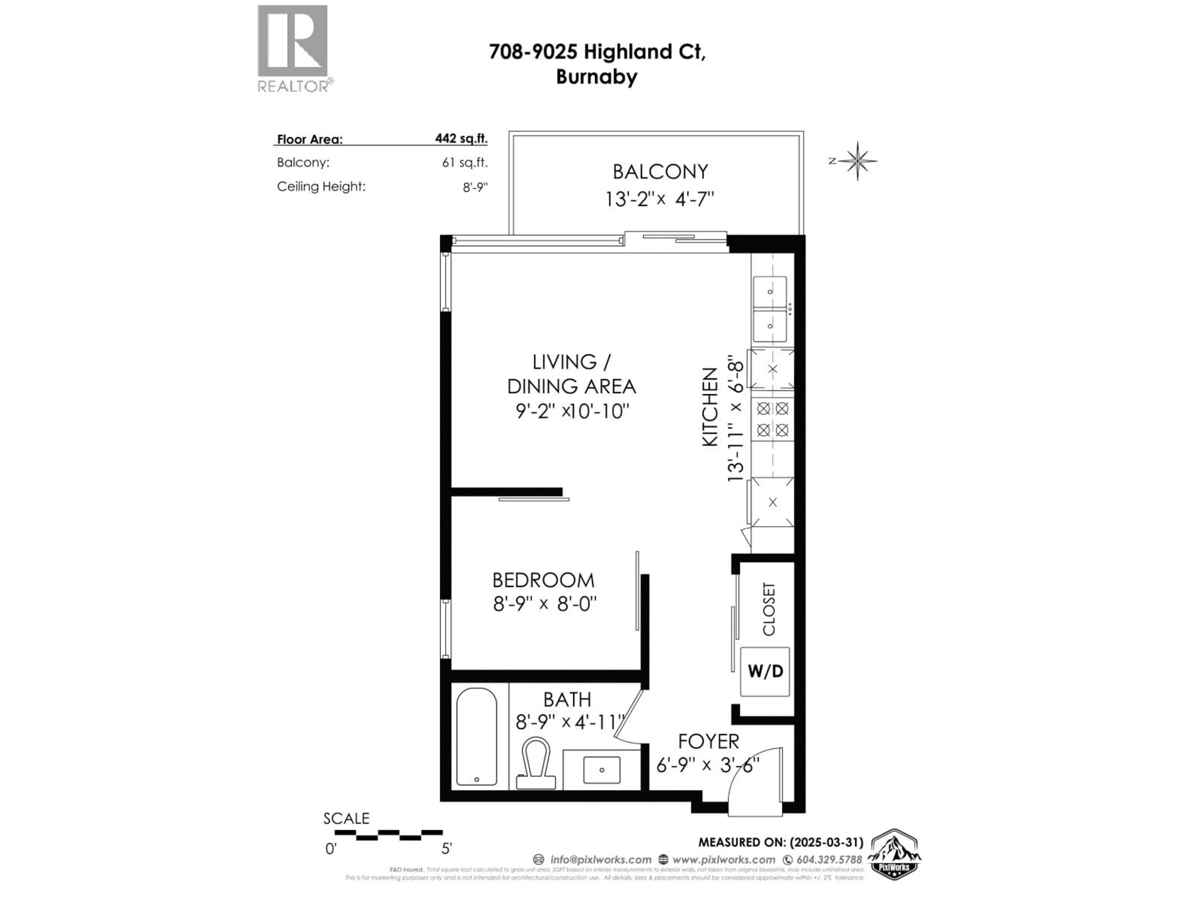 Floor plan for 708 - 9025 HIGHLAND COURT, Burnaby British Columbia V5A0A8