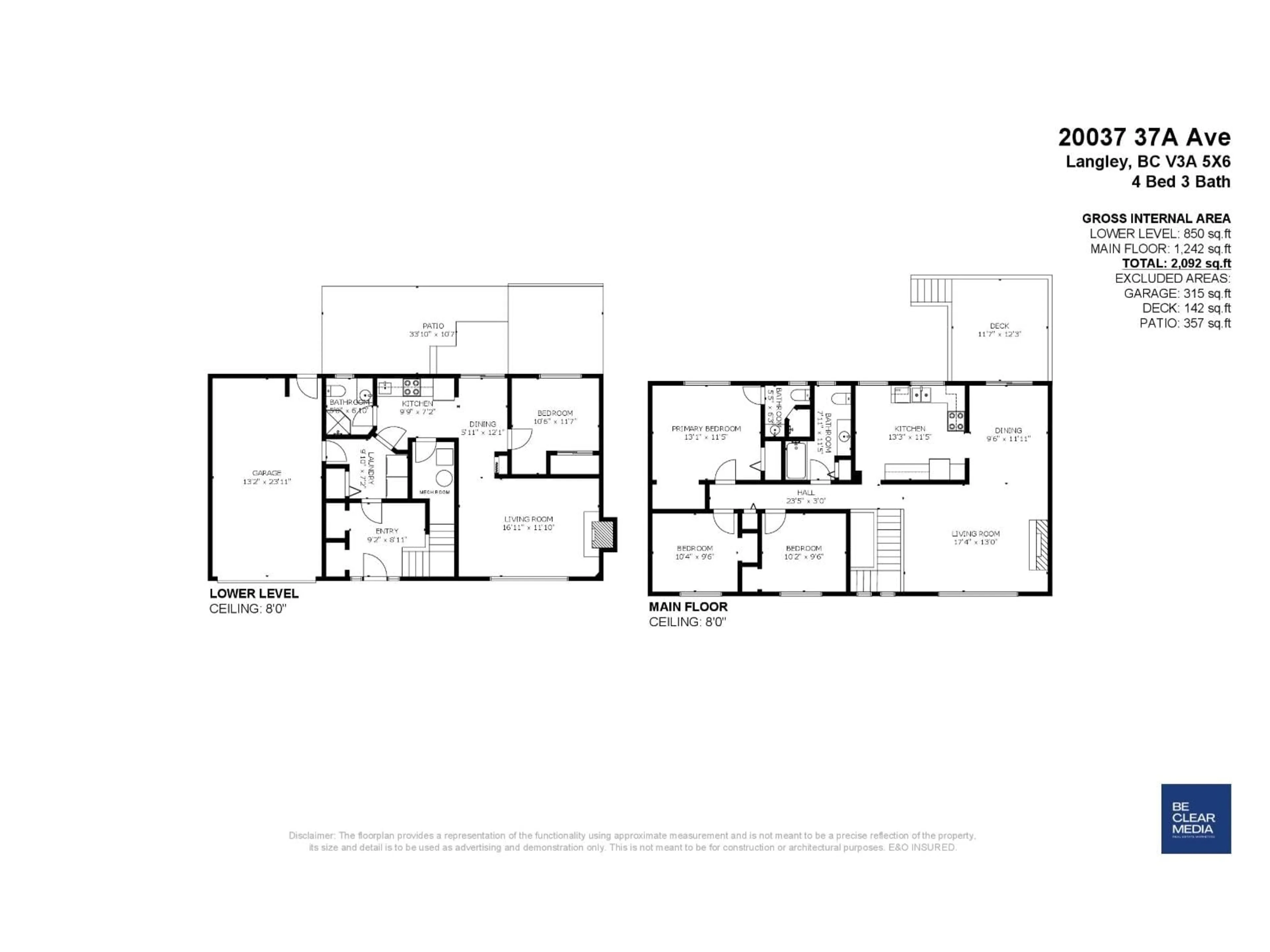 Floor plan for 20037 37A AVENUE, Langley British Columbia V3A5X6