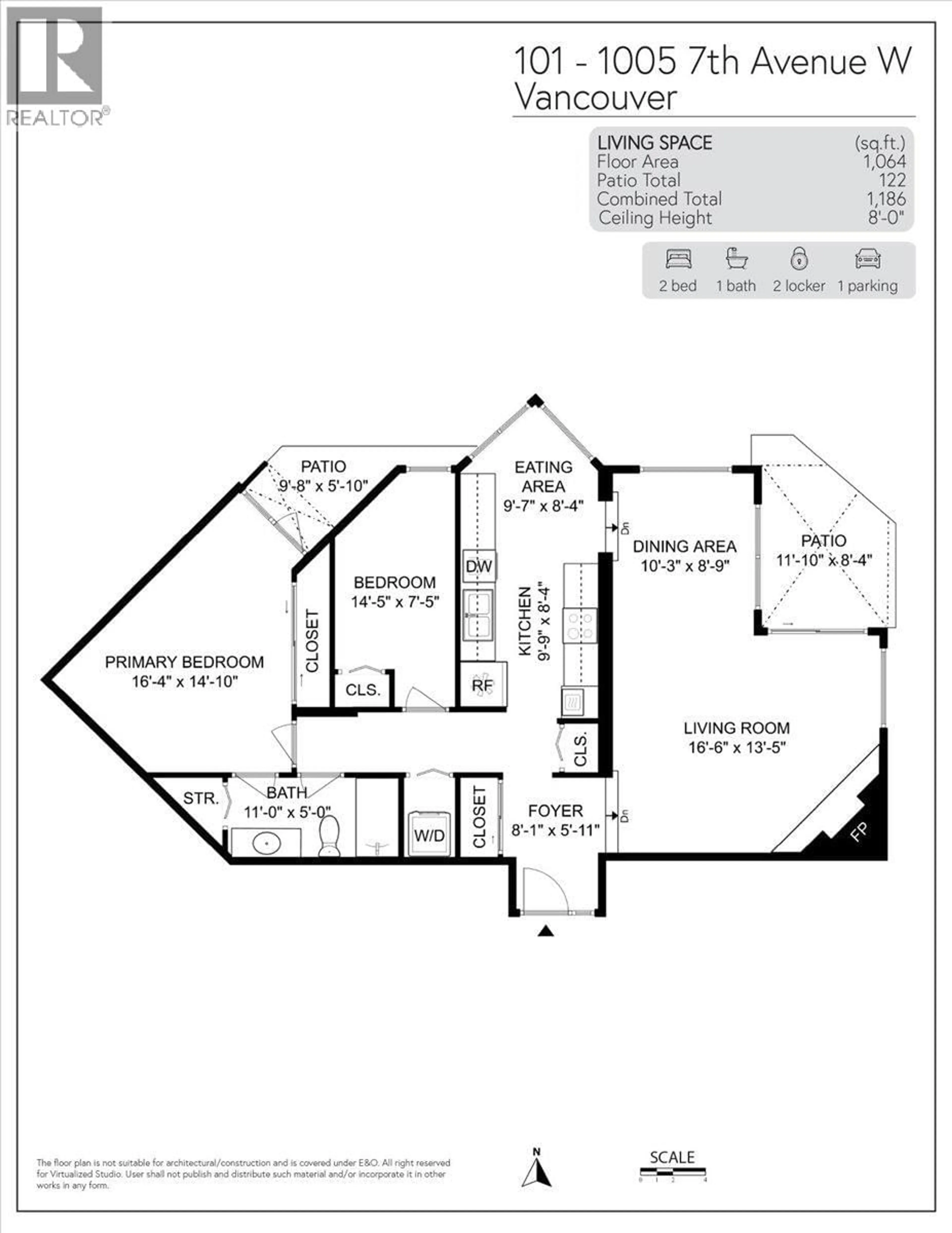 Floor plan for 101 - 1005 7TH AVENUE, Vancouver British Columbia V6H1B2