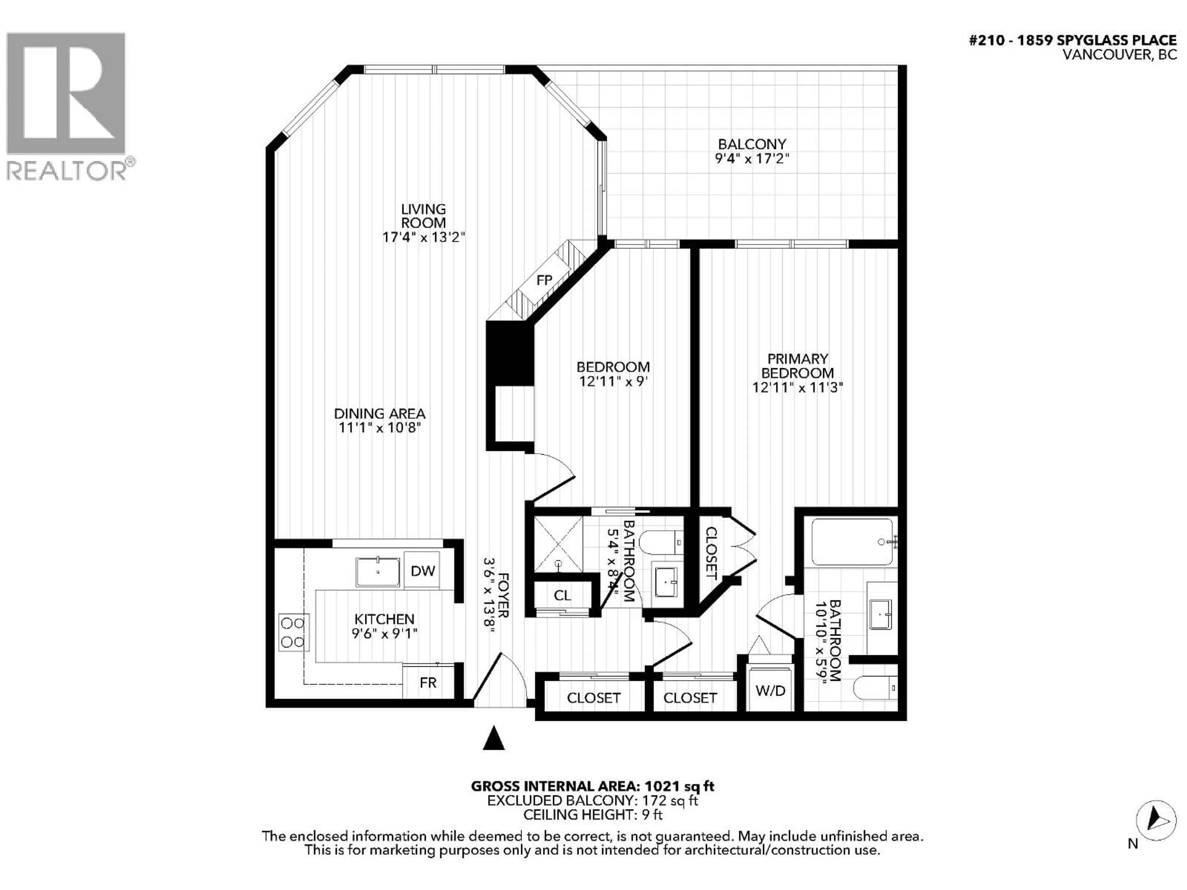 Floor plan for 210 - 1859 SPYGLASS PLACE, Vancouver British Columbia V5Z4K6