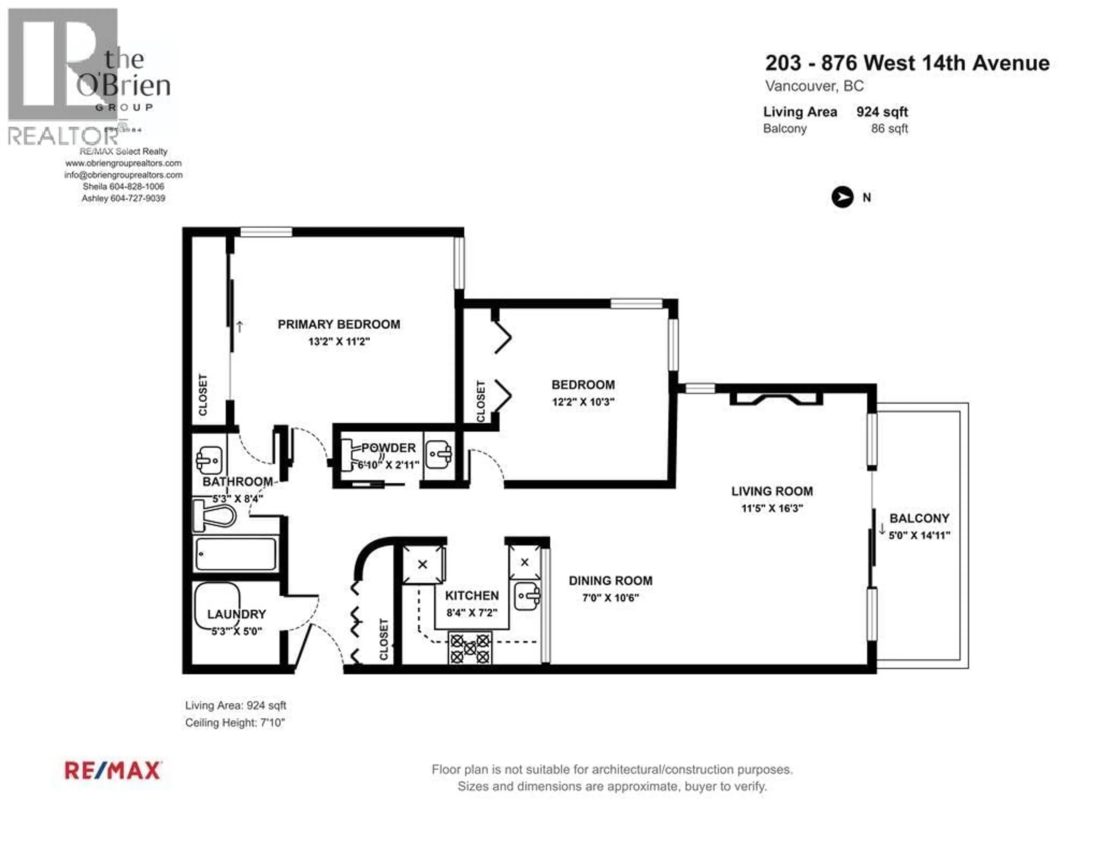 Floor plan for 203 - 876 14TH AVENUE, Vancouver British Columbia V5Z1R1