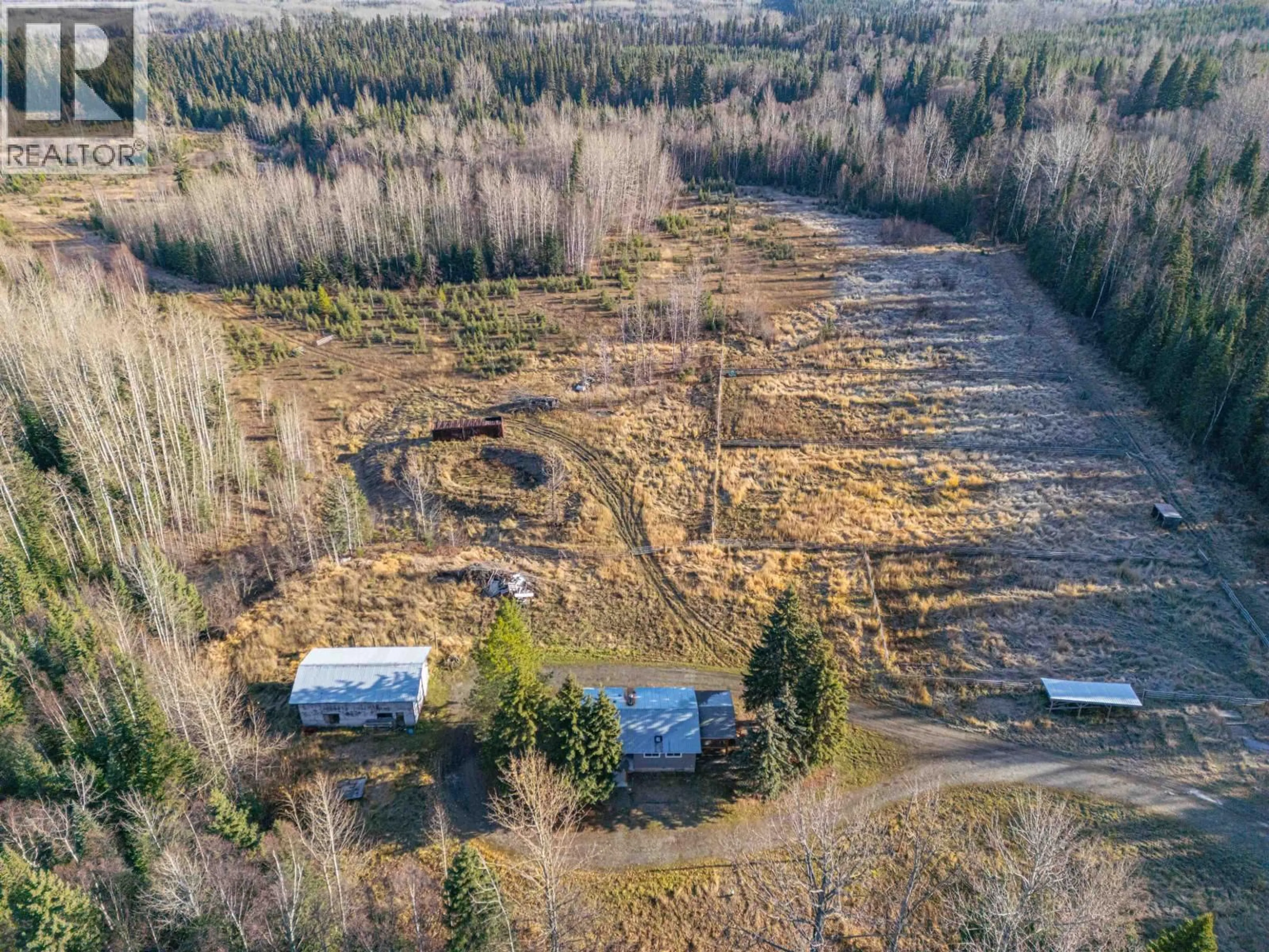 A pic from outside/outdoor area/front of a property/back of a property/a pic from drone, forest/trees view for 16190 O'BRIEN ROAD, Prince George British Columbia V2K5C9