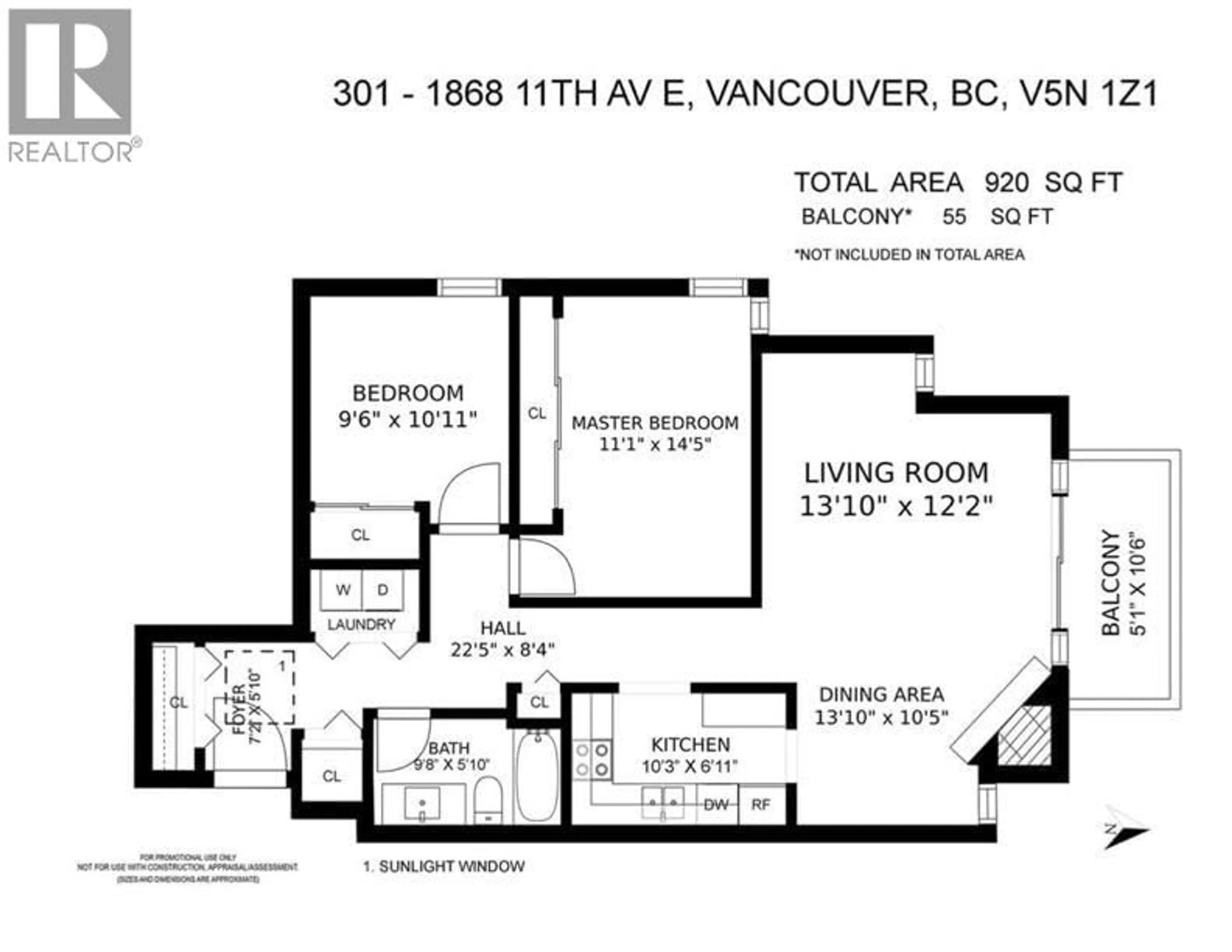 Floor plan for 301 - 1868 11TH AVENUE, Vancouver British Columbia V5N1Z1