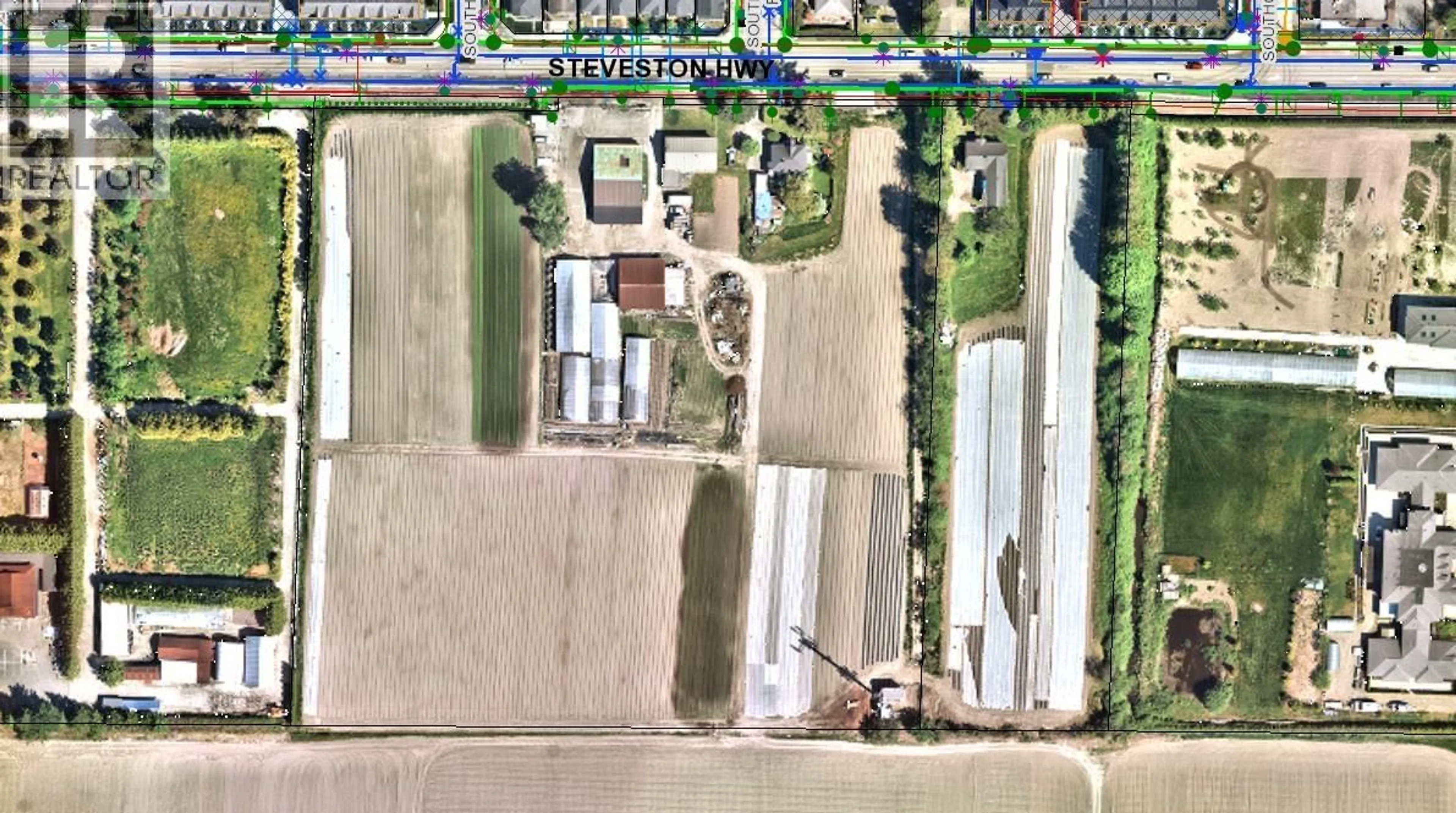 A pic from outside/outdoor area/front of a property/back of a property/a pic from drone, street for 9520 STEVESTON HIGHWAY, Richmond British Columbia V7A1M5