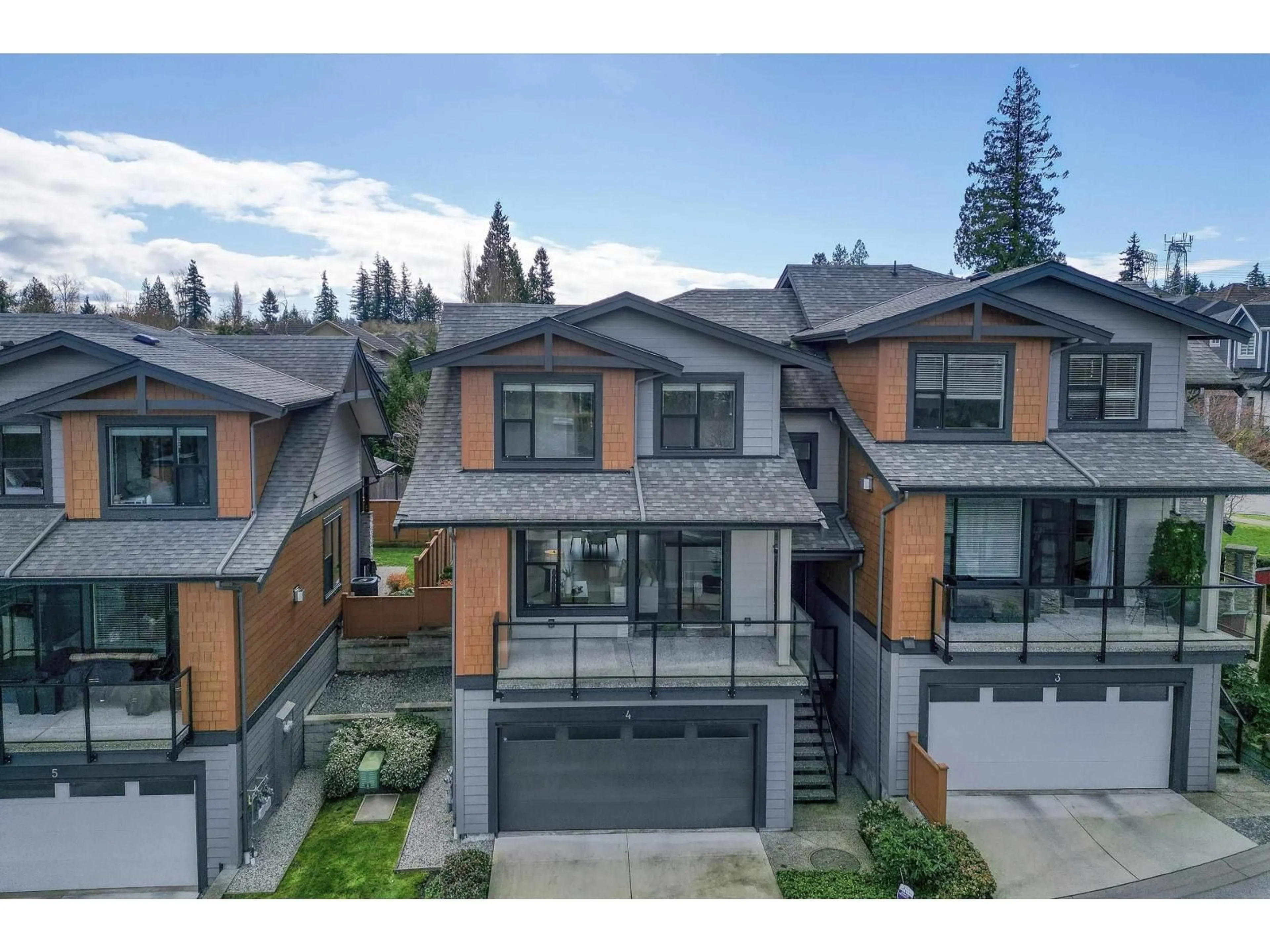 A pic from outside/outdoor area/front of a property/back of a property/a pic from drone, mountain view for 4 - 3618 150 STREET, Surrey British Columbia V3Z0W3