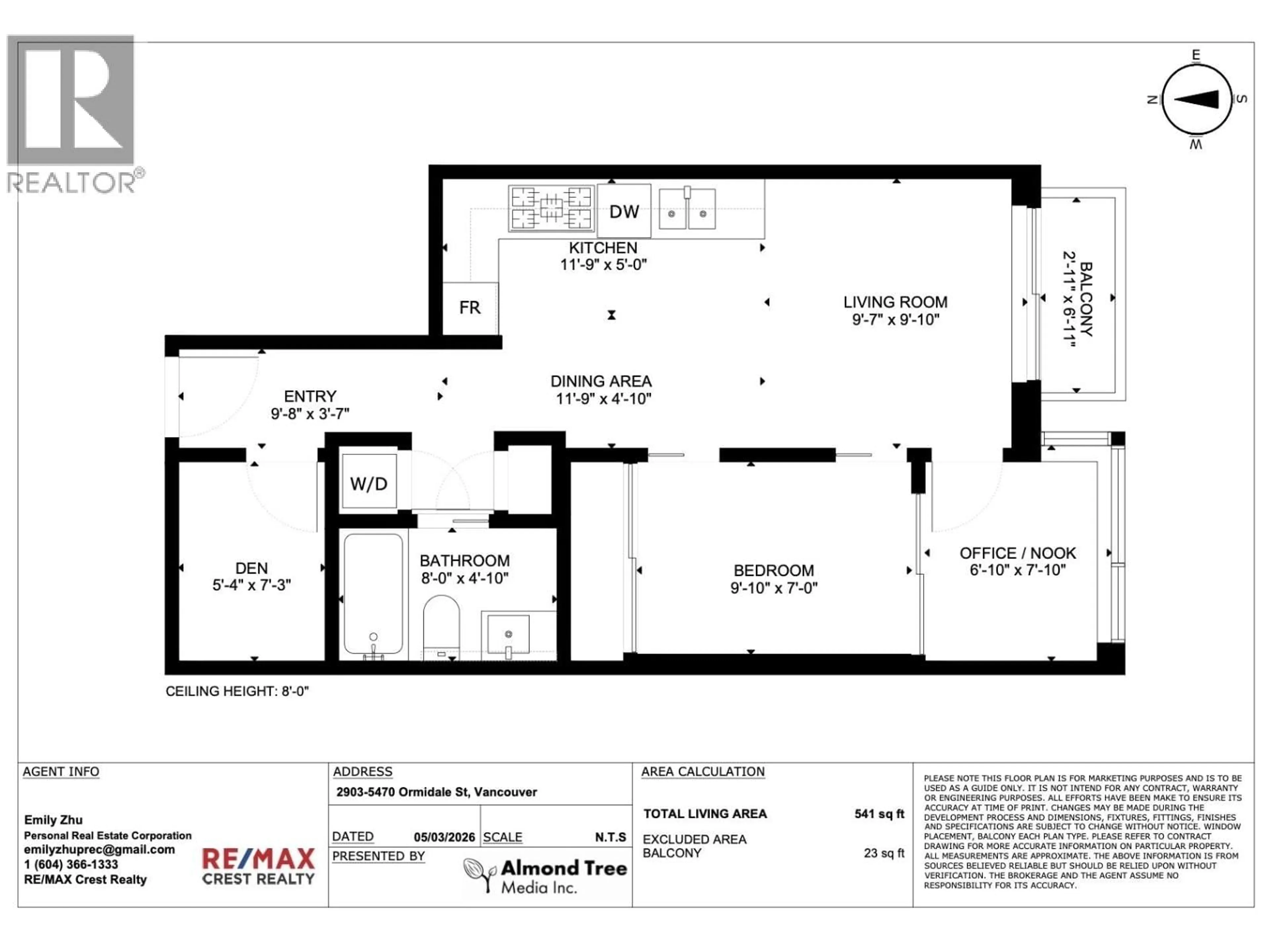 Floor plan for 2903 - 5470 ORMIDALE STREET, Vancouver British Columbia V5R0G6