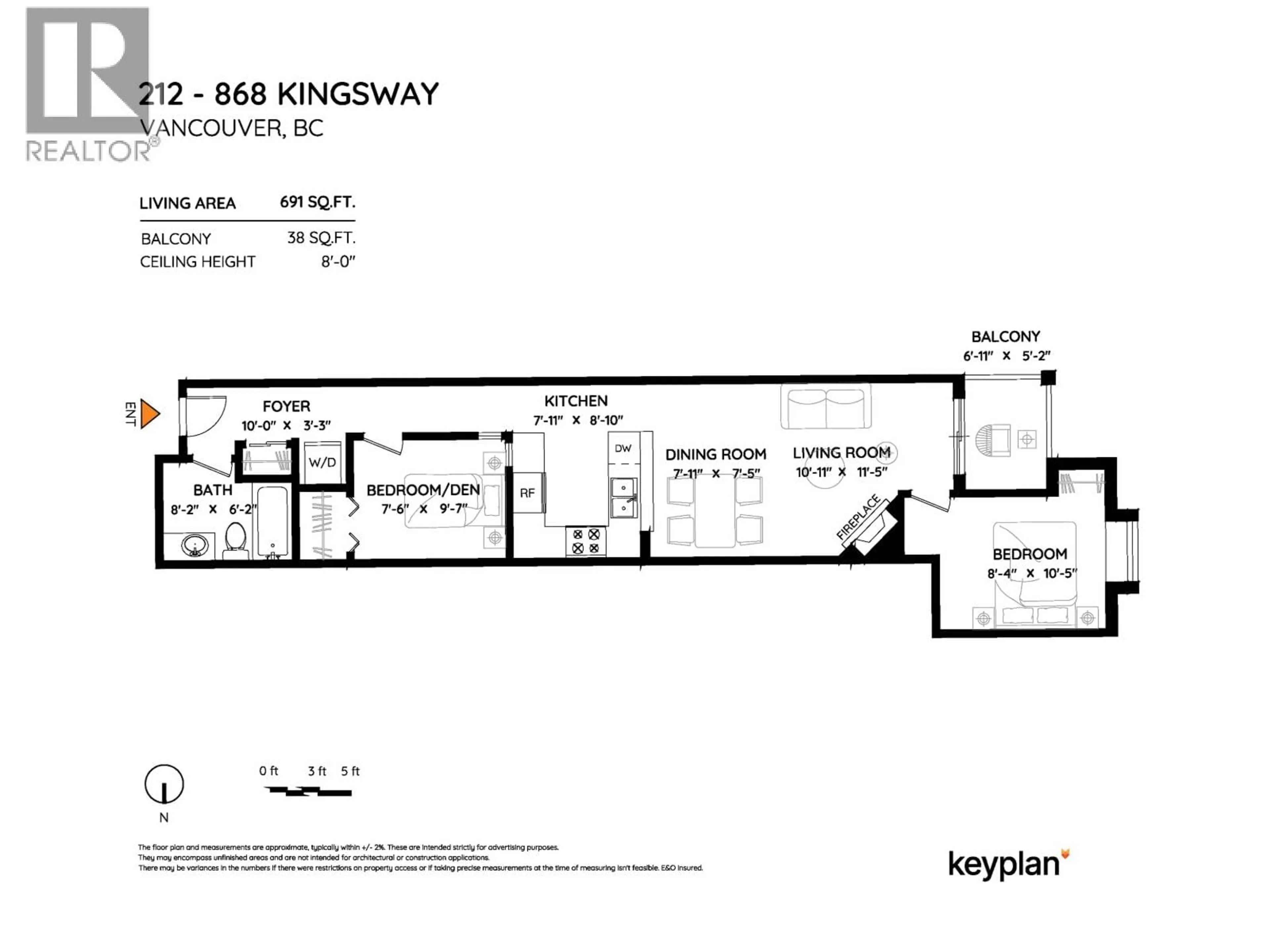 Floor plan for 212 - 868 KINGSWAY, Vancouver British Columbia V6V3C3