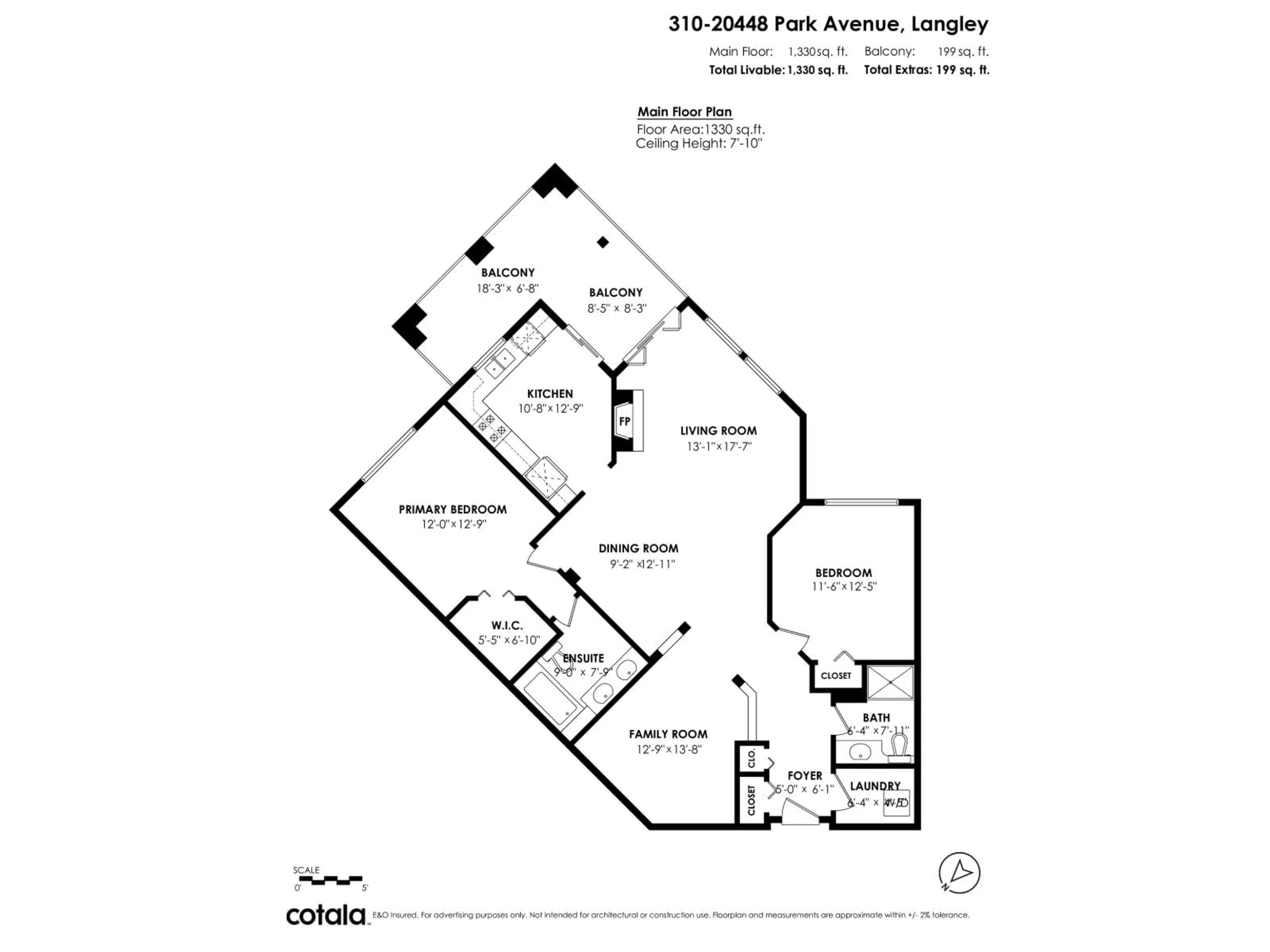 Floor plan for 310 - 20448 PARK AVENUE, Langley British Columbia V3A4N3