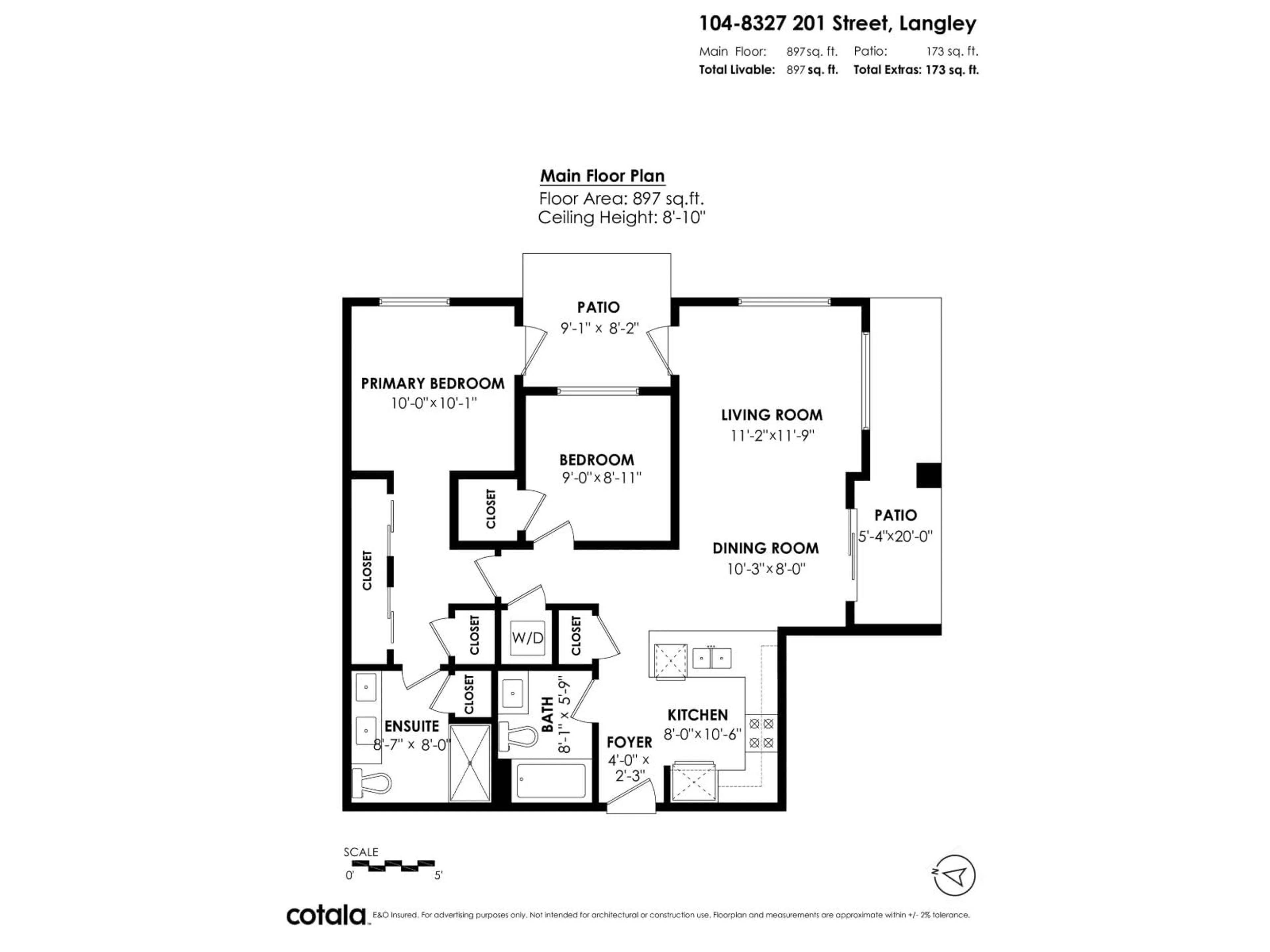 Floor plan for 104 - 8327 201 STREET, Langley British Columbia V2Y3P5