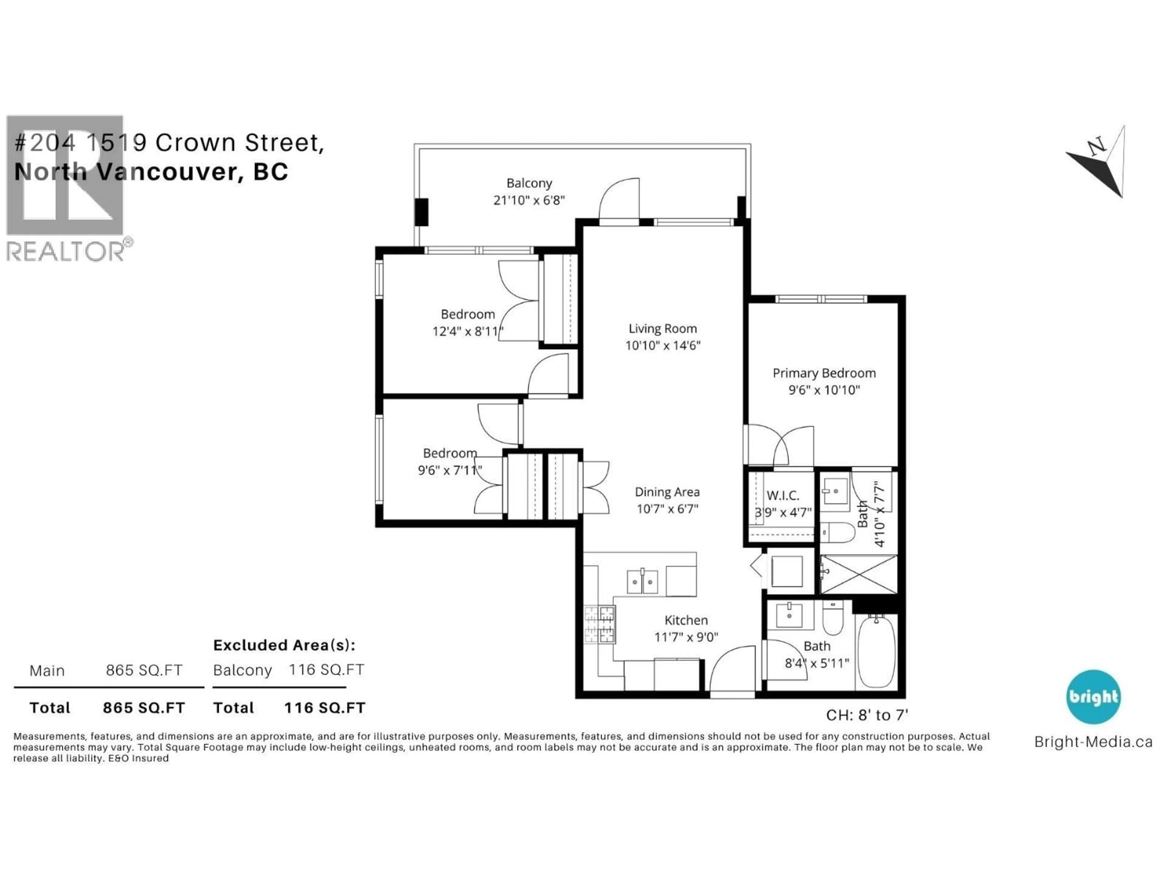 Floor plan for 204 - 1519 CROWN STREET, North Vancouver British Columbia V7J1G6
