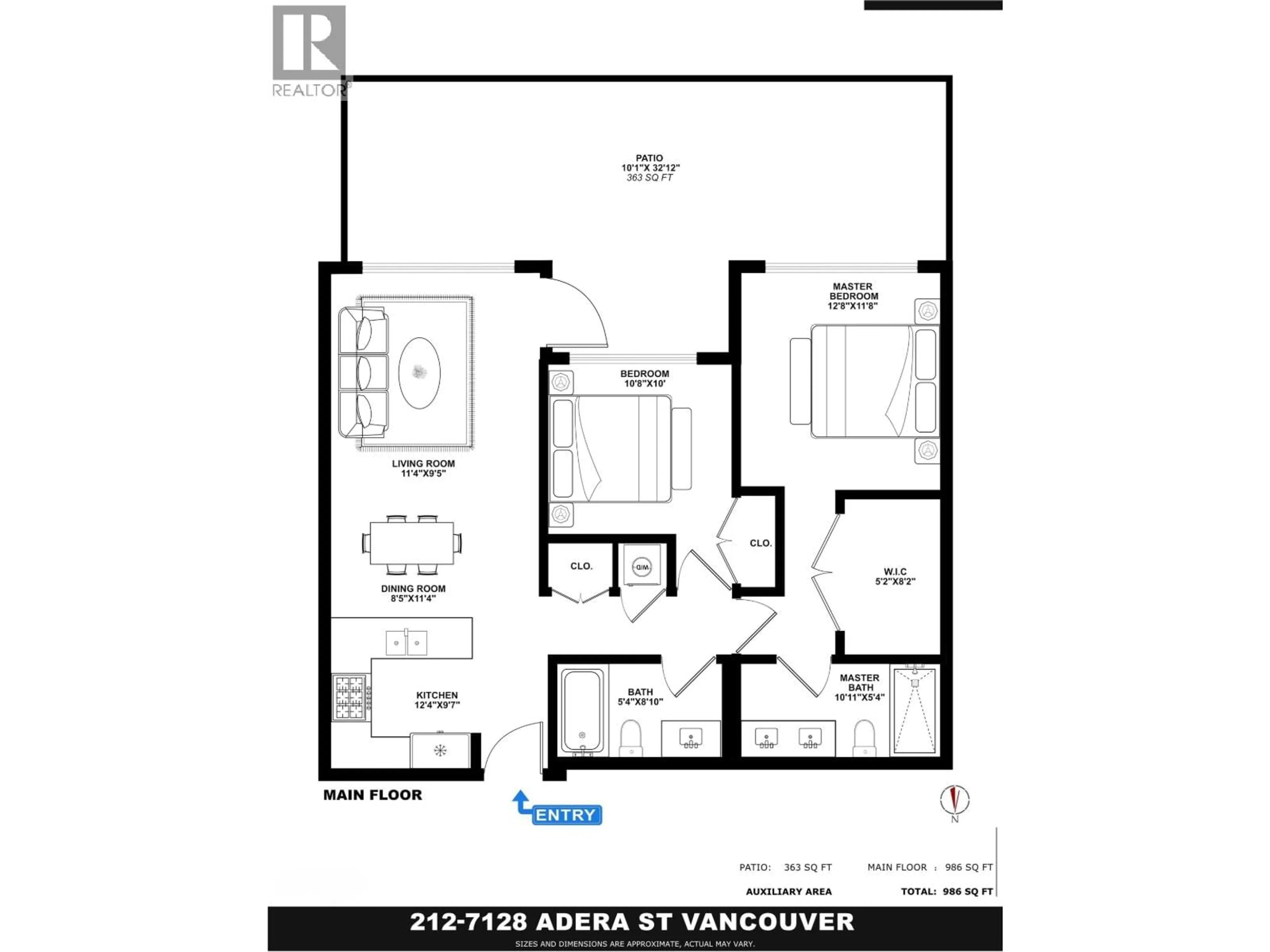 Floor plan for 212 - 7128 ADERA STREET, Vancouver British Columbia V6P0H6