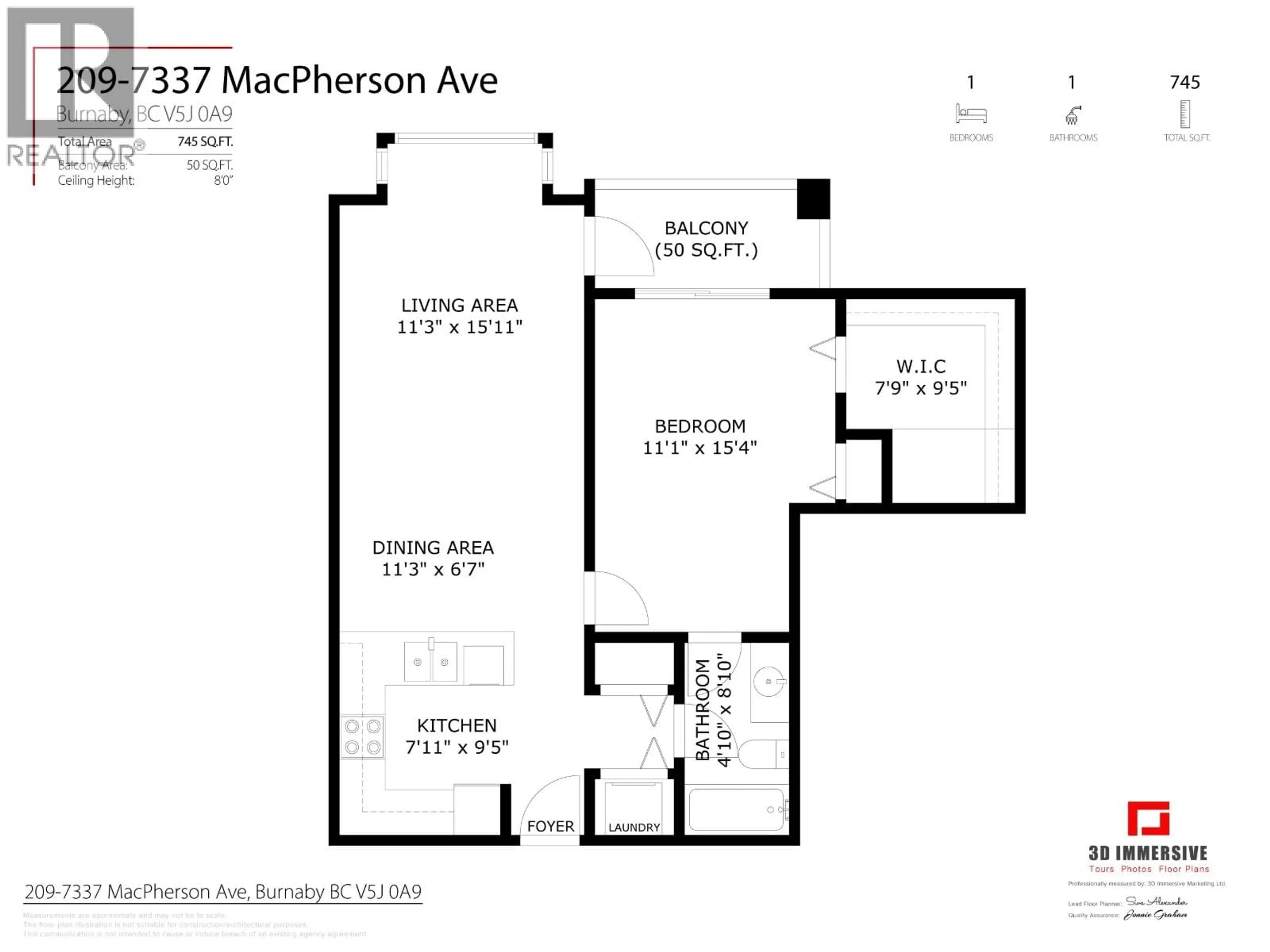 Floor plan for 209 - 7337 MACPHERSON AVENUE, Burnaby British Columbia V5J0A9