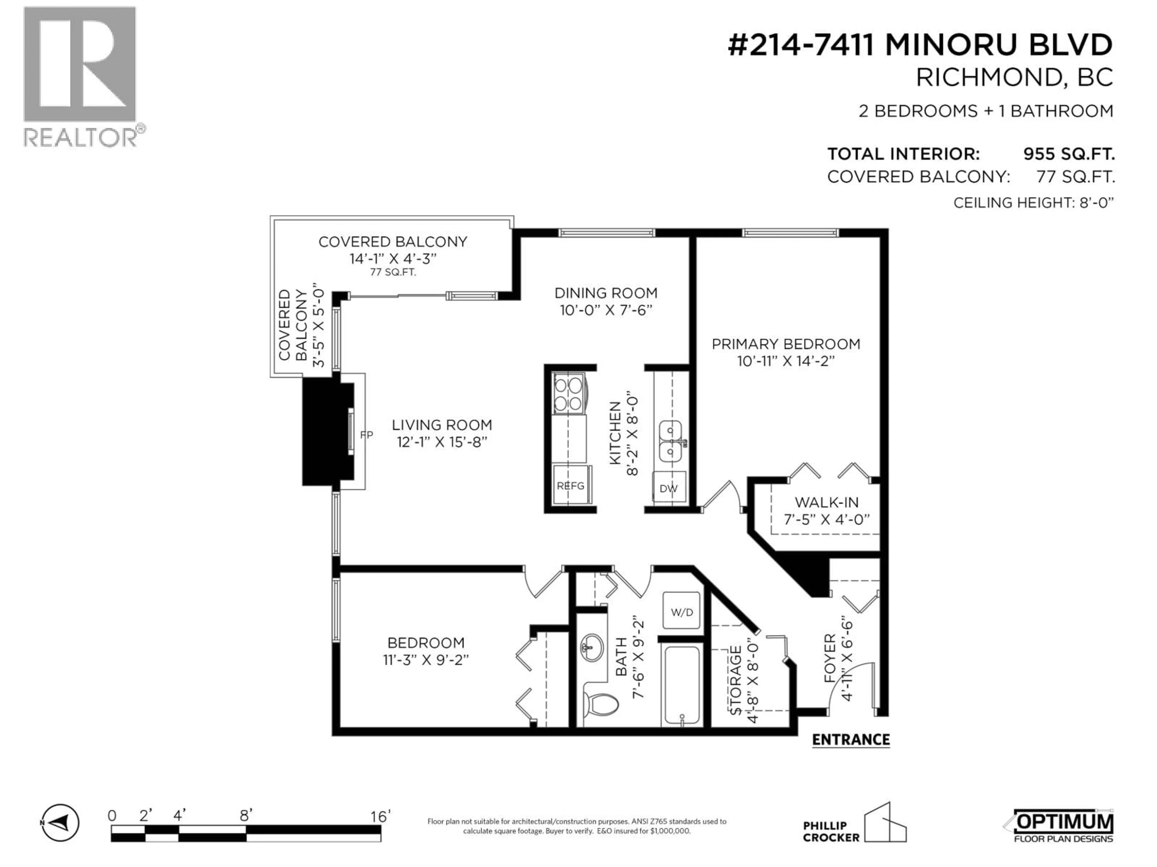 Floor plan for 214 - 7411 MINORU BOULEVARD, Richmond British Columbia V6Y1Z3
