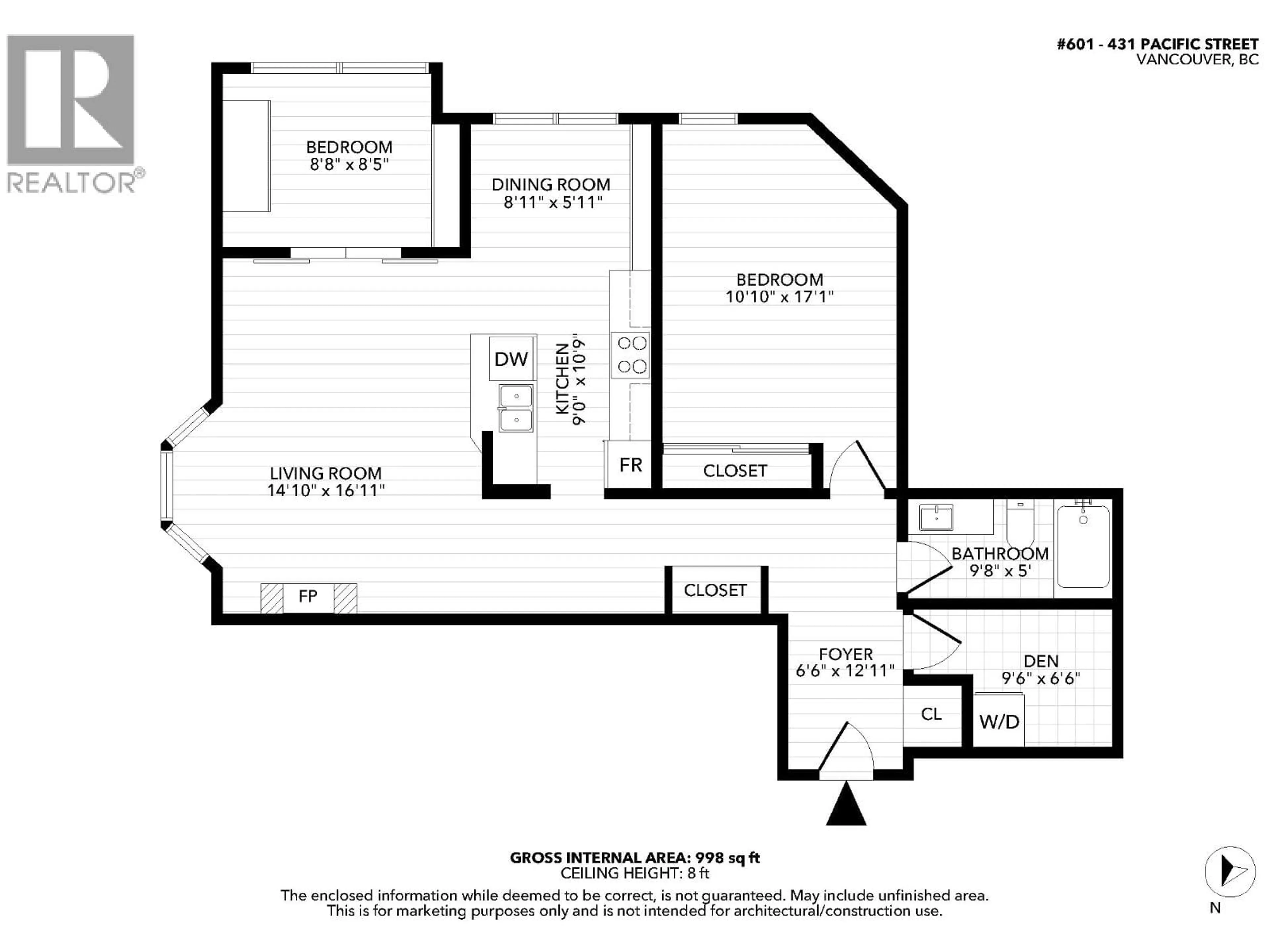 Floor plan for A601 - 431 PACIFIC STREET, Vancouver British Columbia V6Z2P6