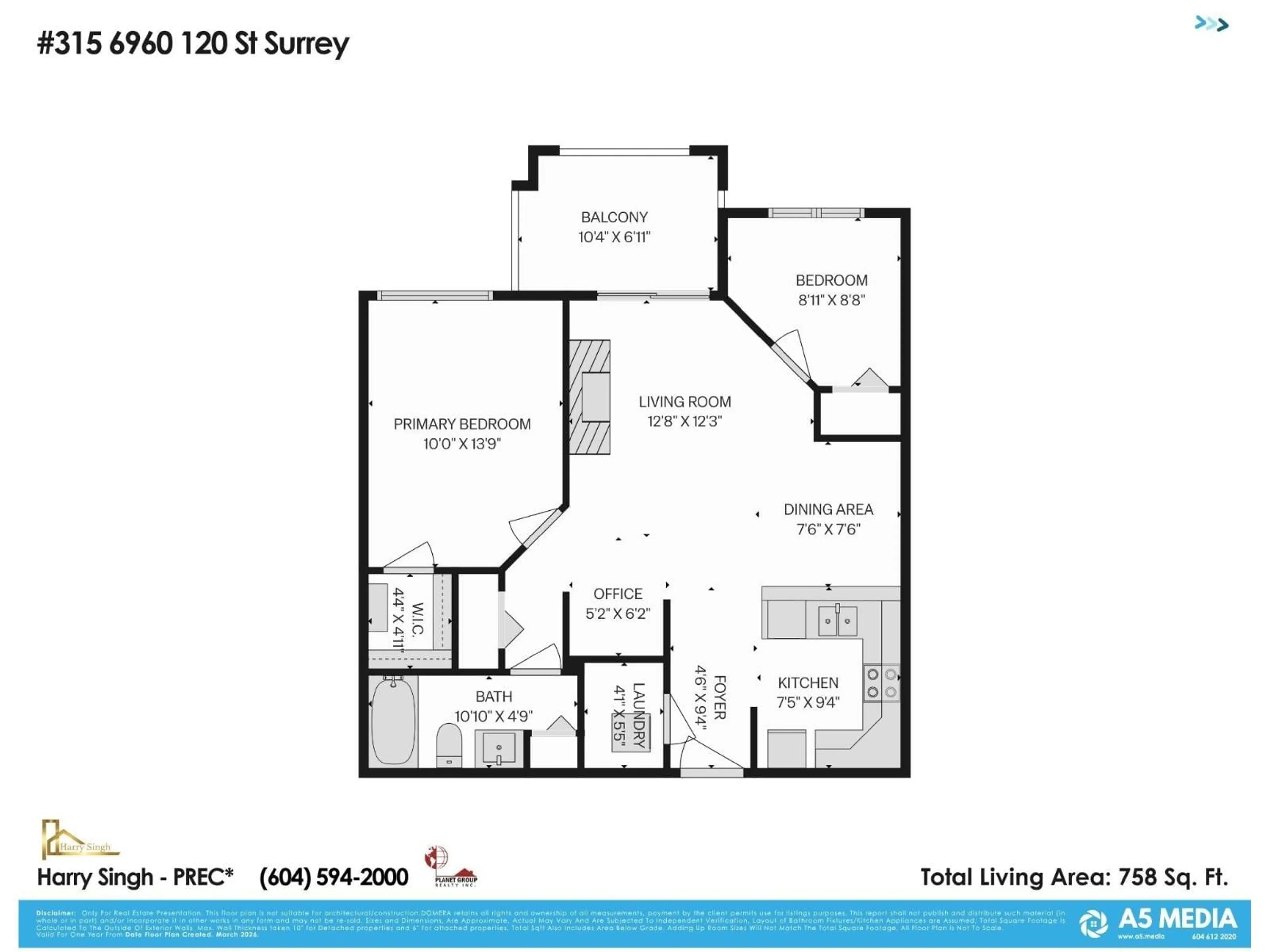 Floor plan for 315 - 6960 120 STREET, Surrey British Columbia V3W1V4