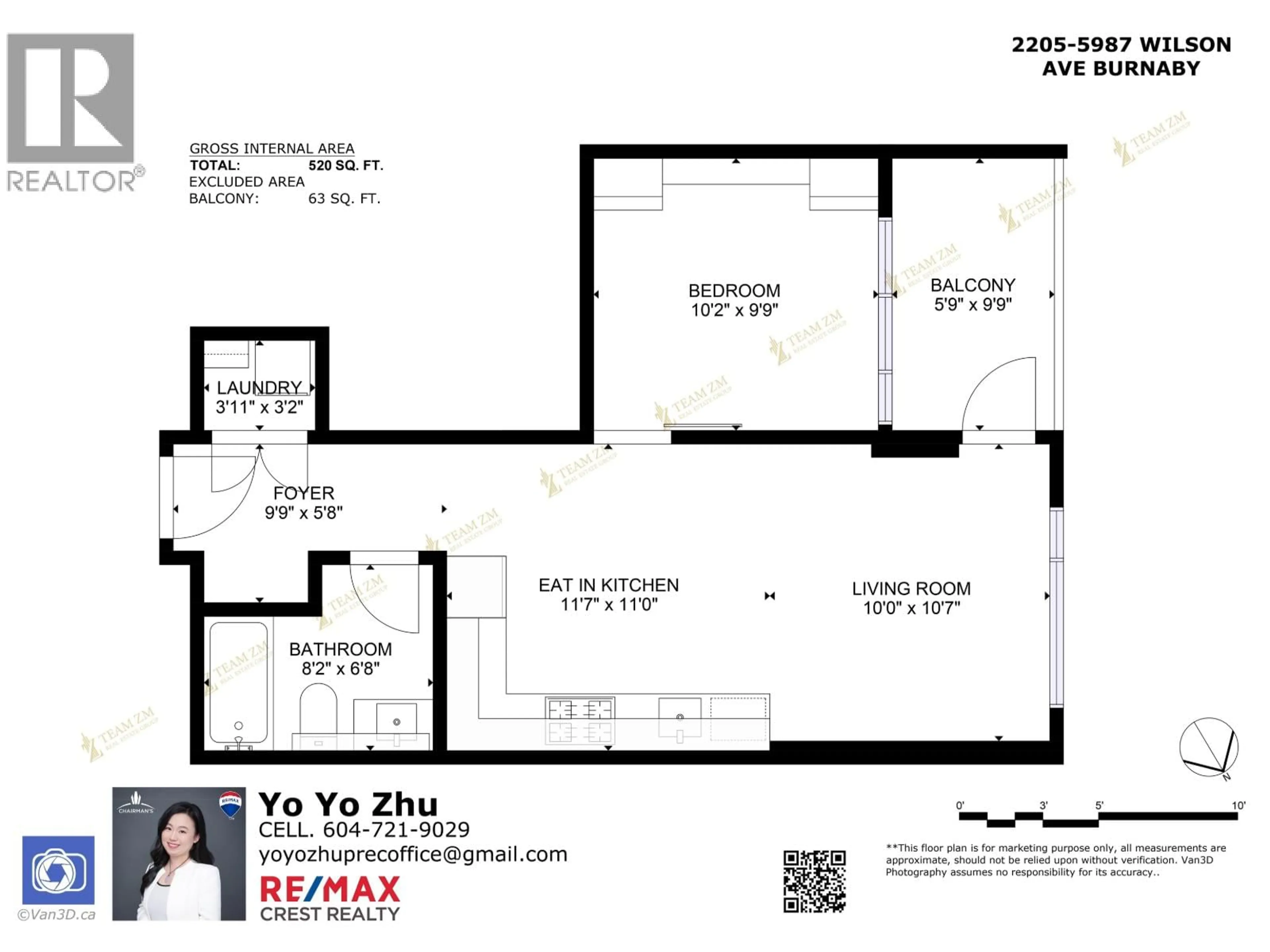 Floor plan for 2205 - 5987 WILSON AVENUE, Burnaby British Columbia V5H0L7