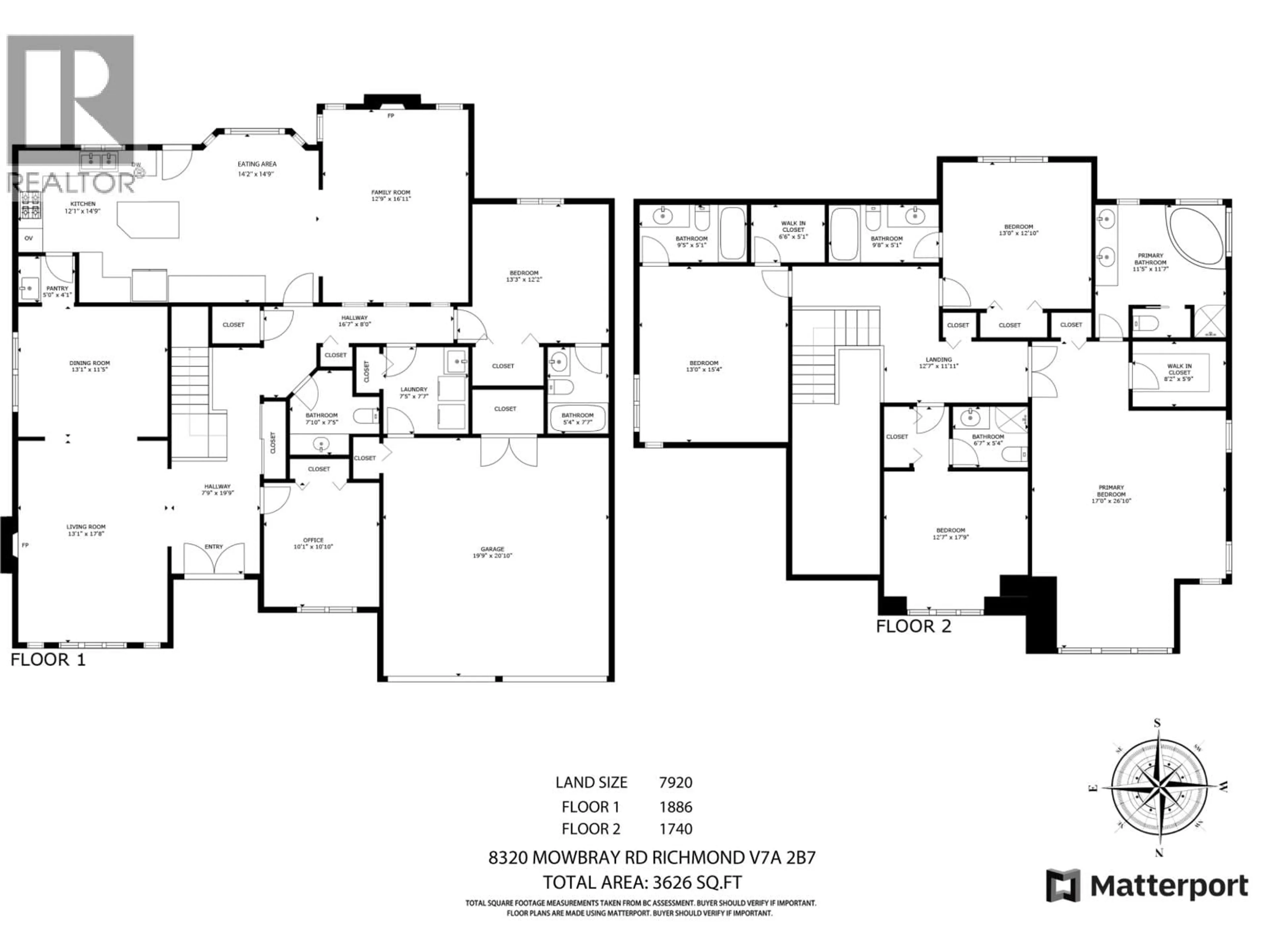 Floor plan for 8320 MOWBRAY ROAD, Richmond British Columbia V7A2B7