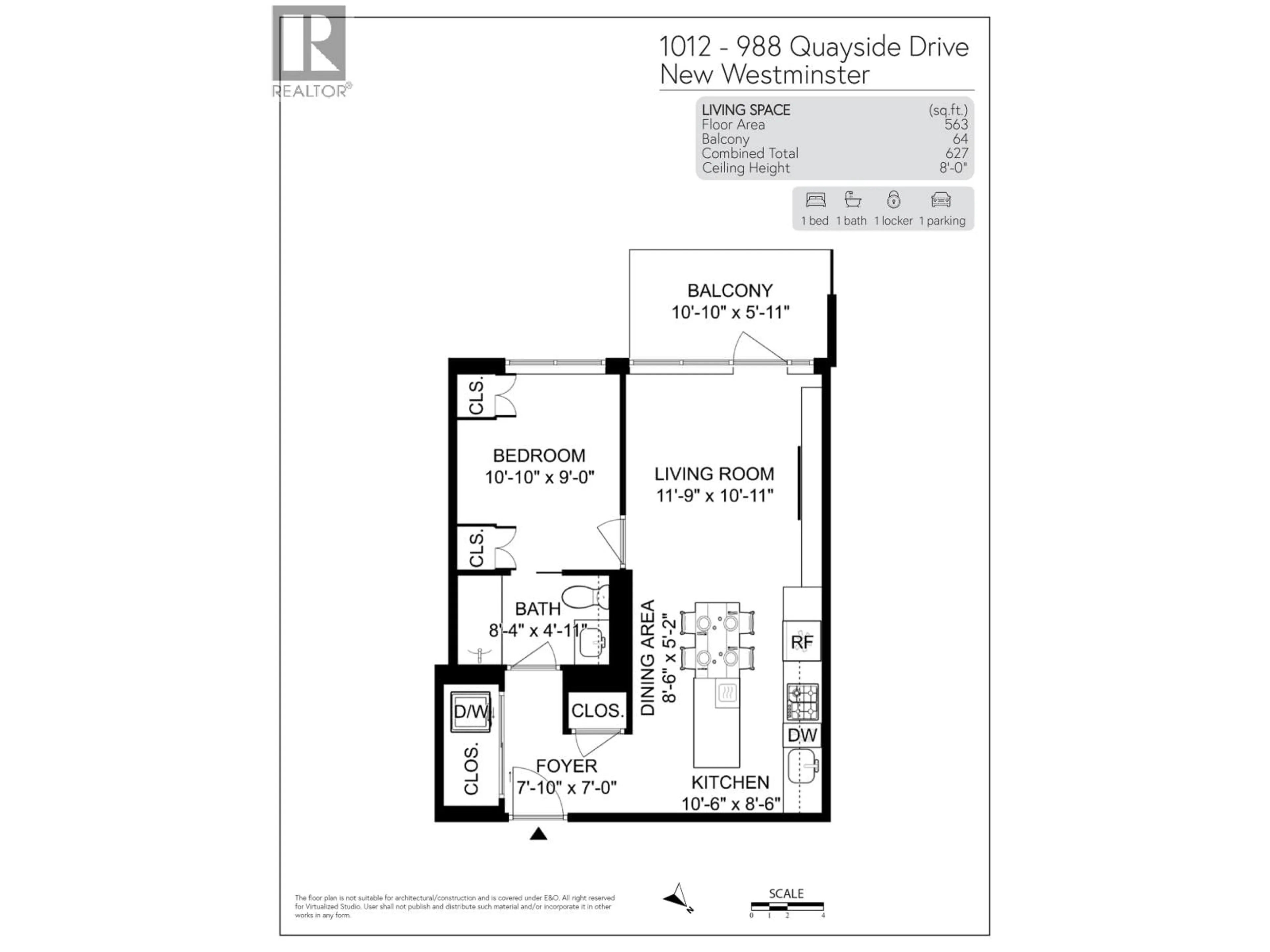 Floor plan for 1012 - 988 QUAYSIDE DRIVE, New Westminster British Columbia V3M0L5