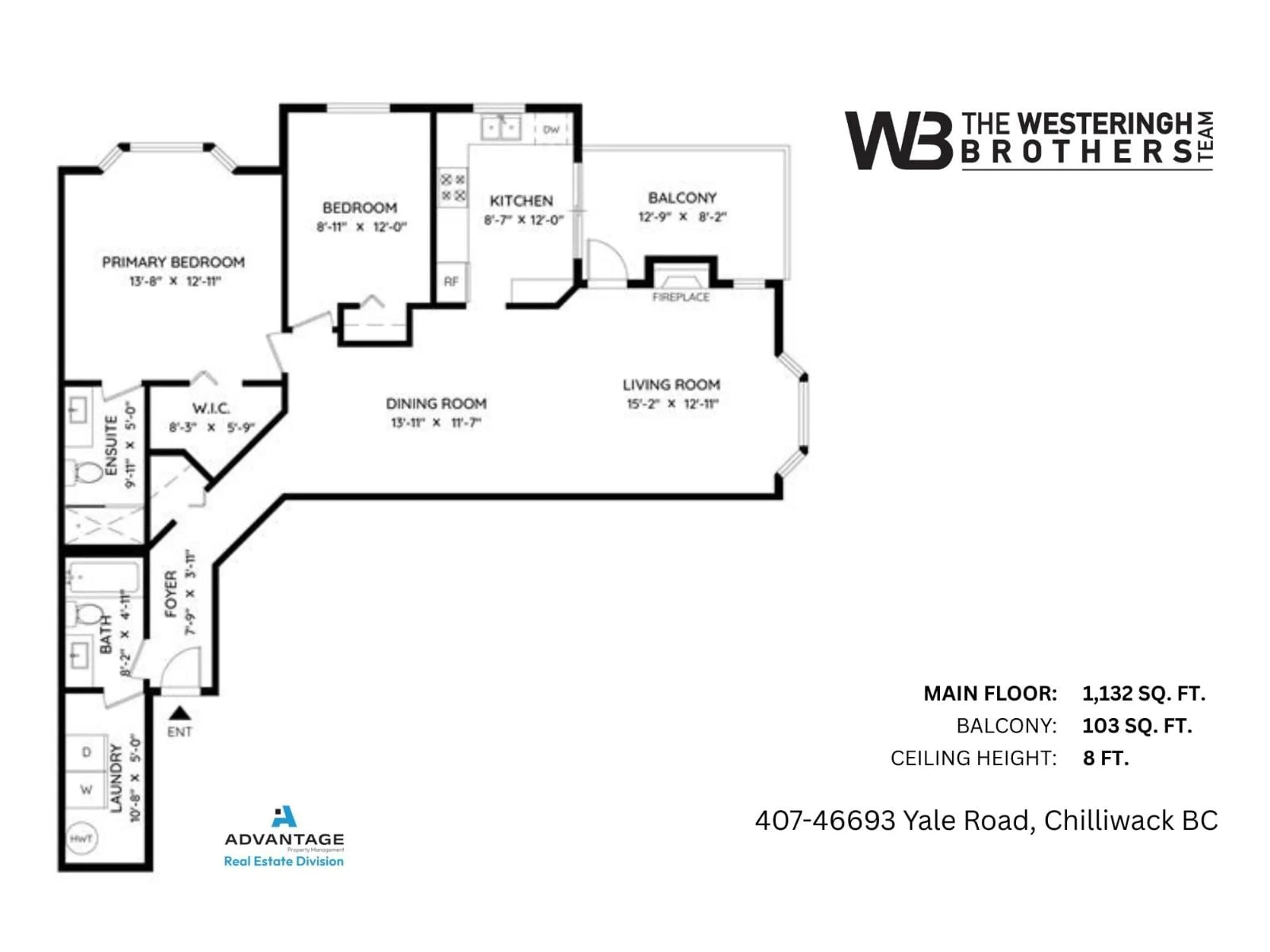 Floor plan for 407 - 46693 YALE ROAD, Chilliwack British Columbia V2P7Z4