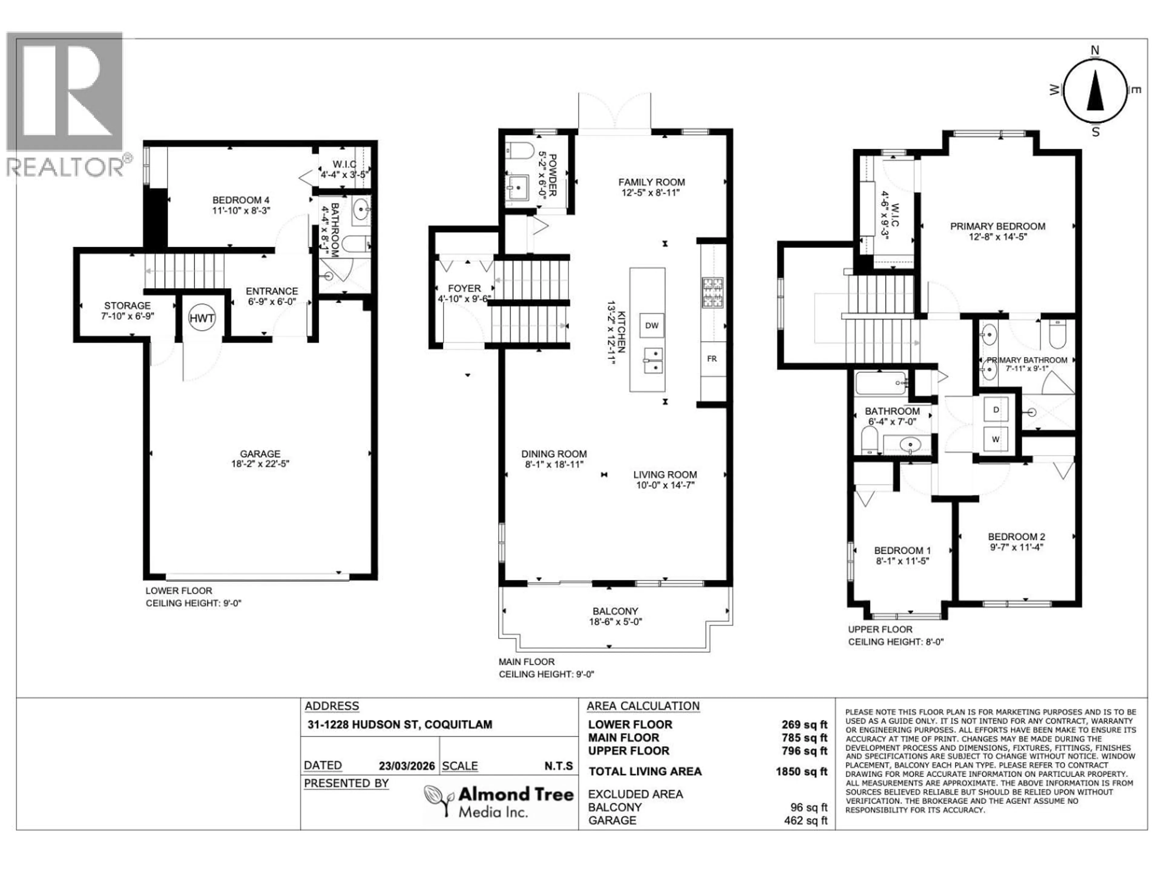 Floor plan for 31 - 1228 HUDSON STREET, Coquitlam British Columbia V3B0R3