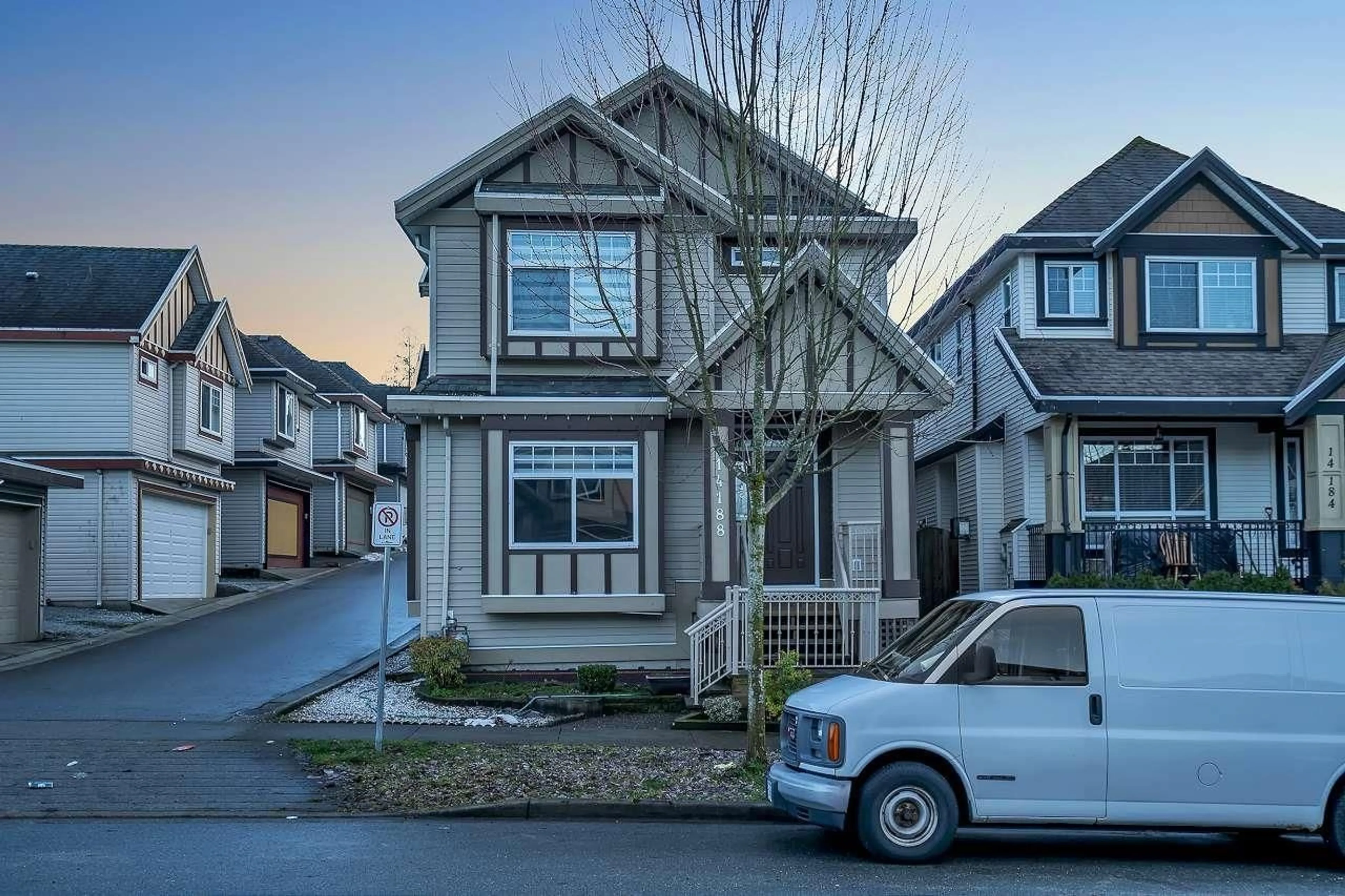 Home with vinyl exterior material, street for 14188 62B AVENUE, Surrey British Columbia V3X0B3