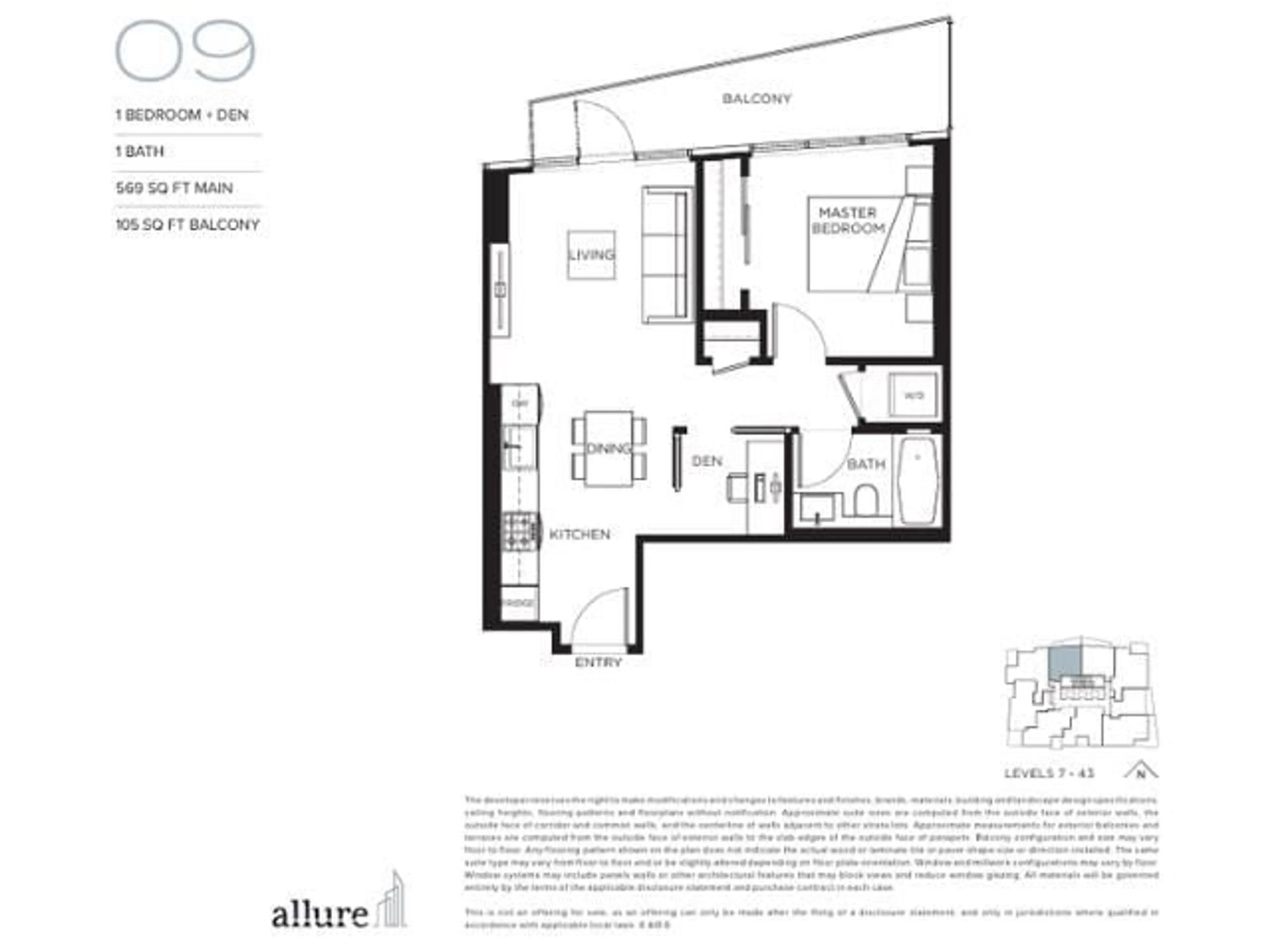 Floor plan for 1709 - 10750 135A STREET, Surrey British Columbia V3T0V4