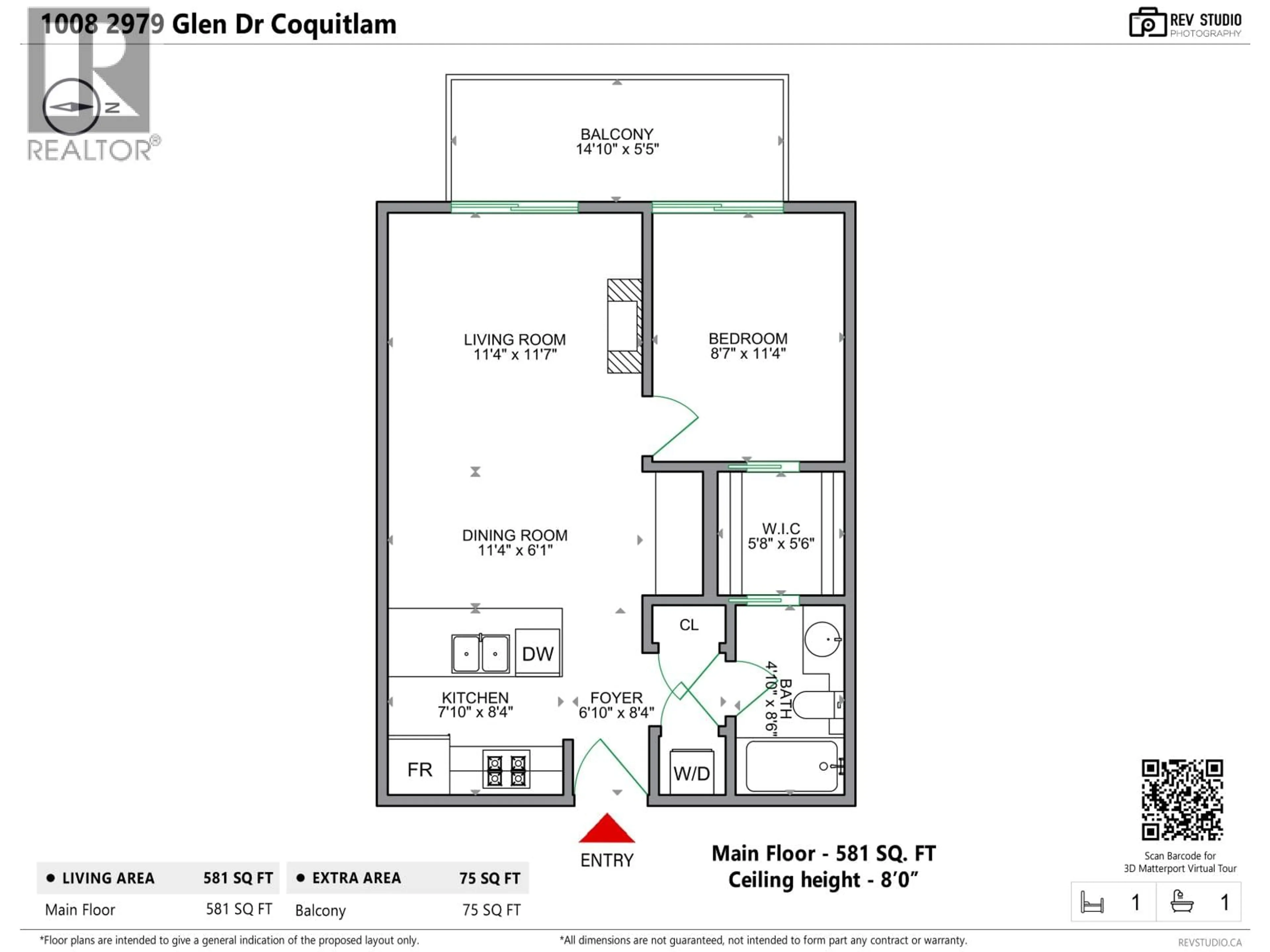 Floor plan for 1008 - 2979 GLEN DRIVE, Coquitlam British Columbia V3B0B2