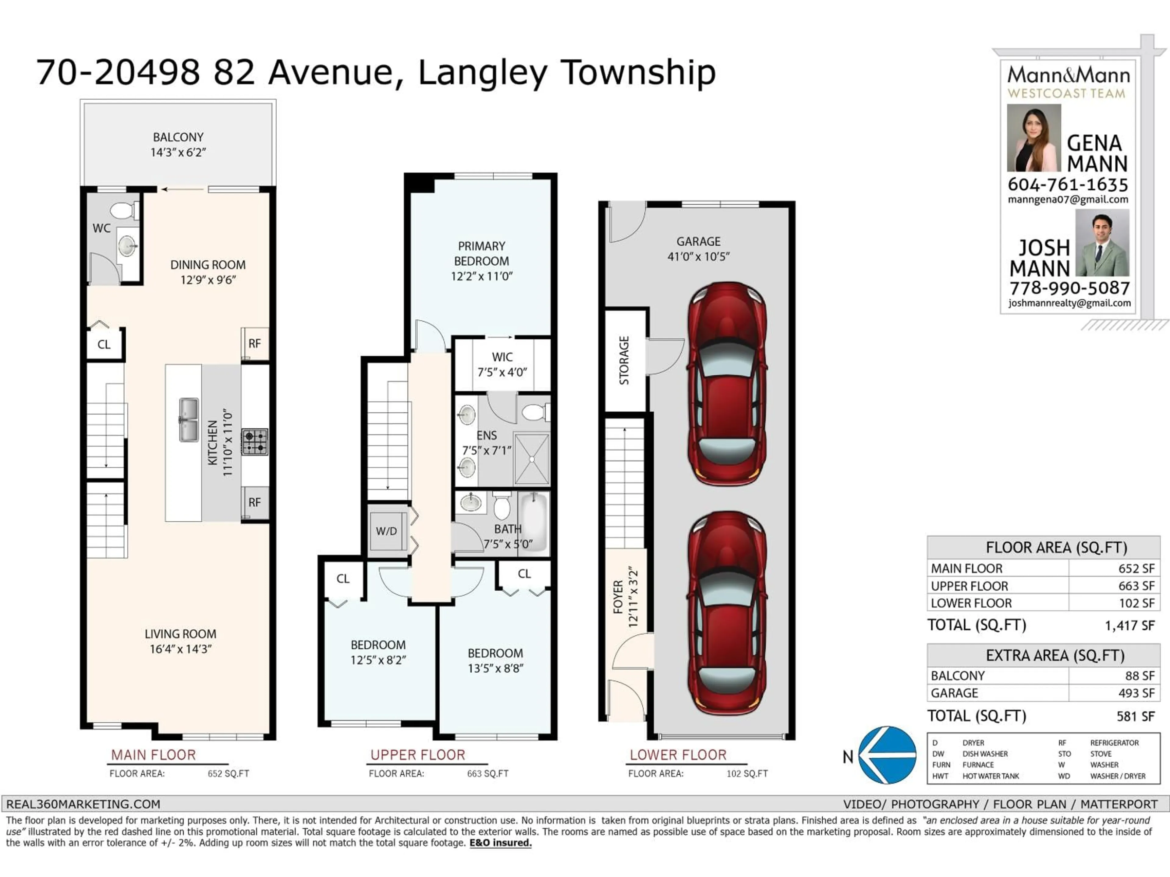 Floor plan for 70 - 20498 82 AVENUE, Langley British Columbia V2Y0V1